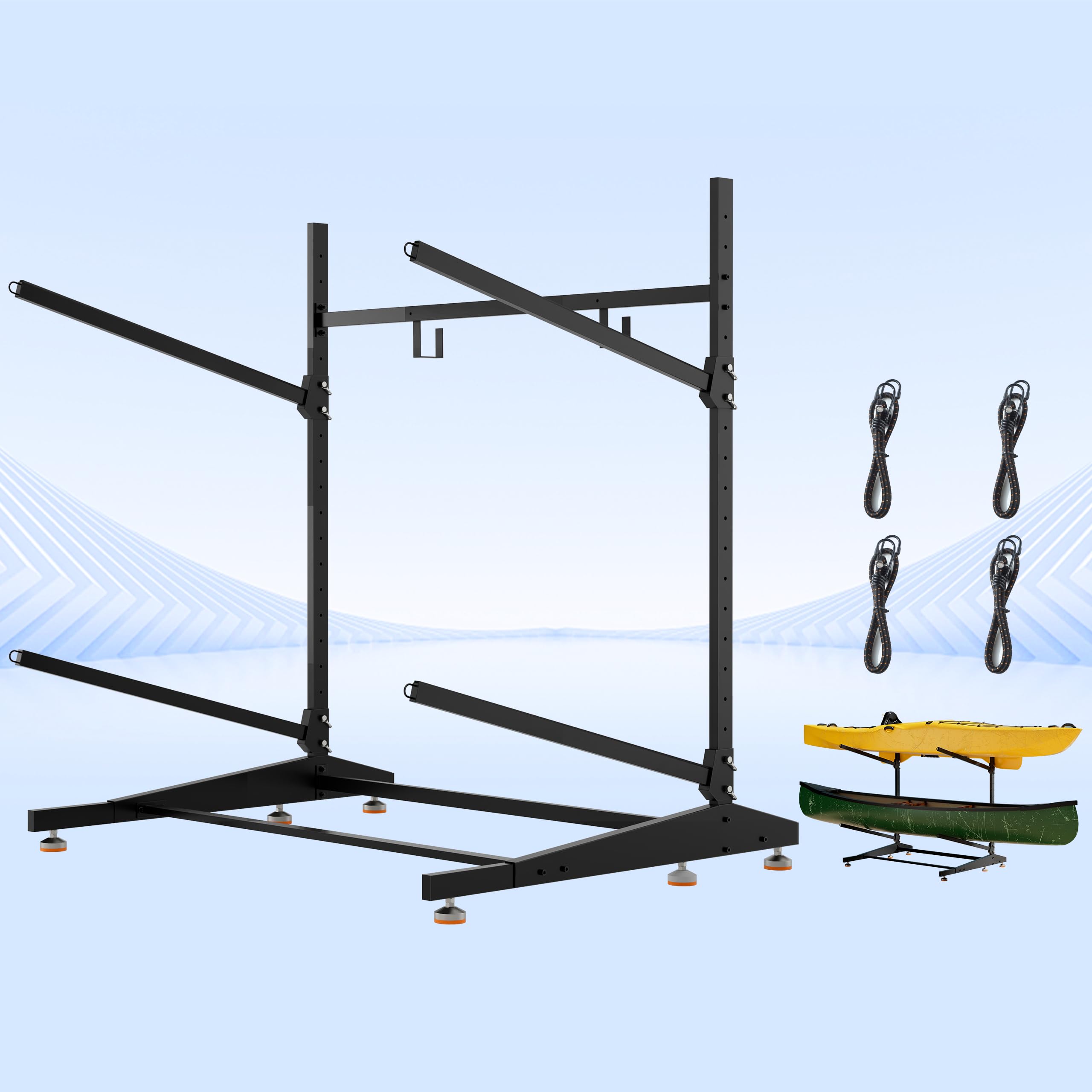 2-Tier Freestanding Kayak Rack, Heavy-Duty Canoe Stand (Black)