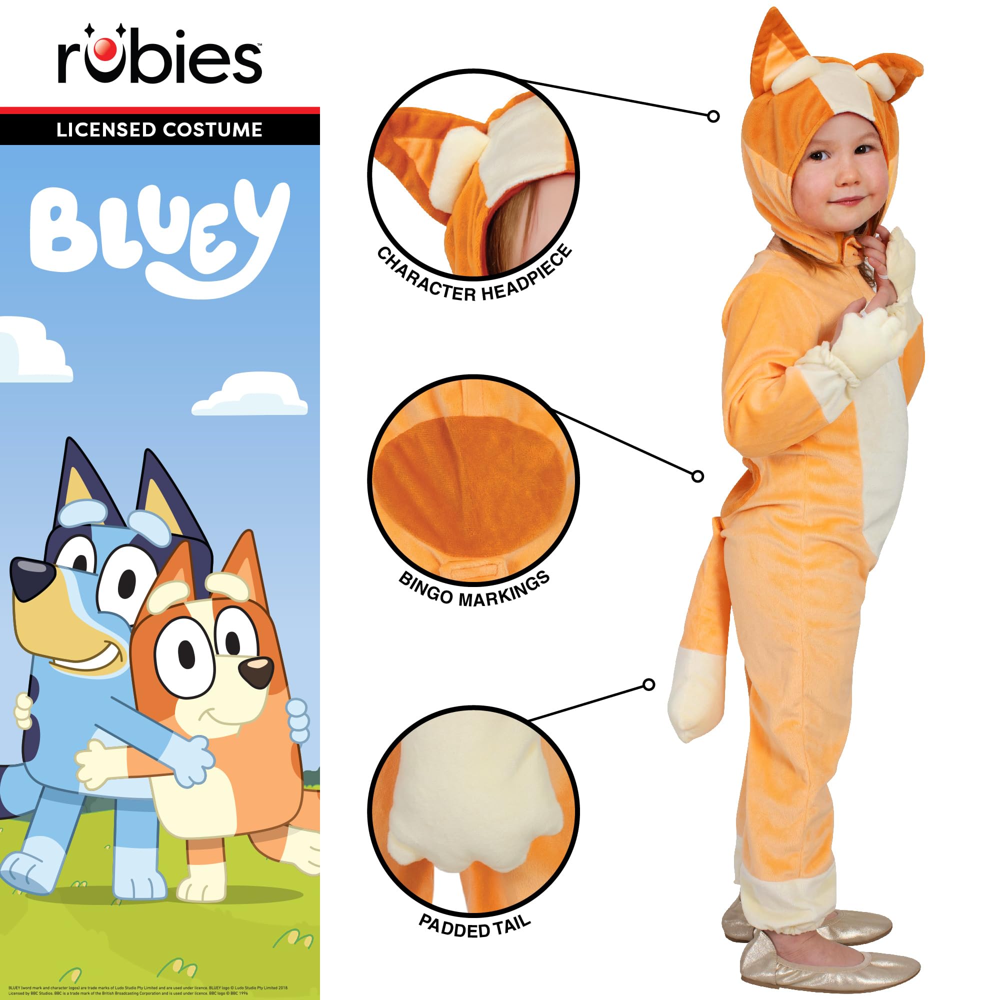 Rubies Official Bluey Bingo Child Costume, Kids Fancy Dress, Size 3-4 Halloween, Orange, 3-4 Years - Image 3