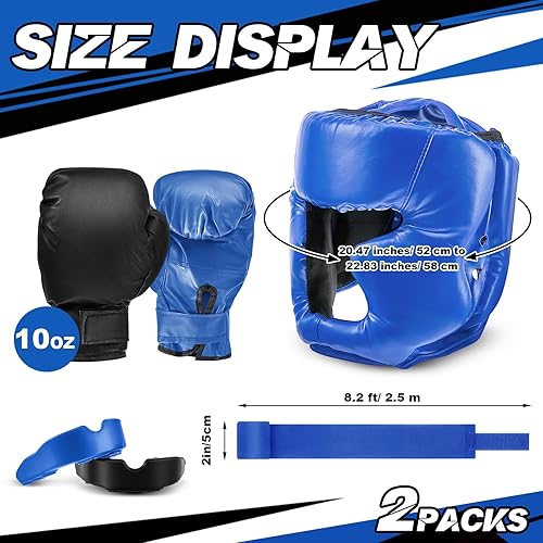 Miniatura 2 de Kanayu Juego de 12 piezas de equipo de boxeo para niños, incluye casco de boxeo y guantes de mano, protectores bucales deportivos, equipo de