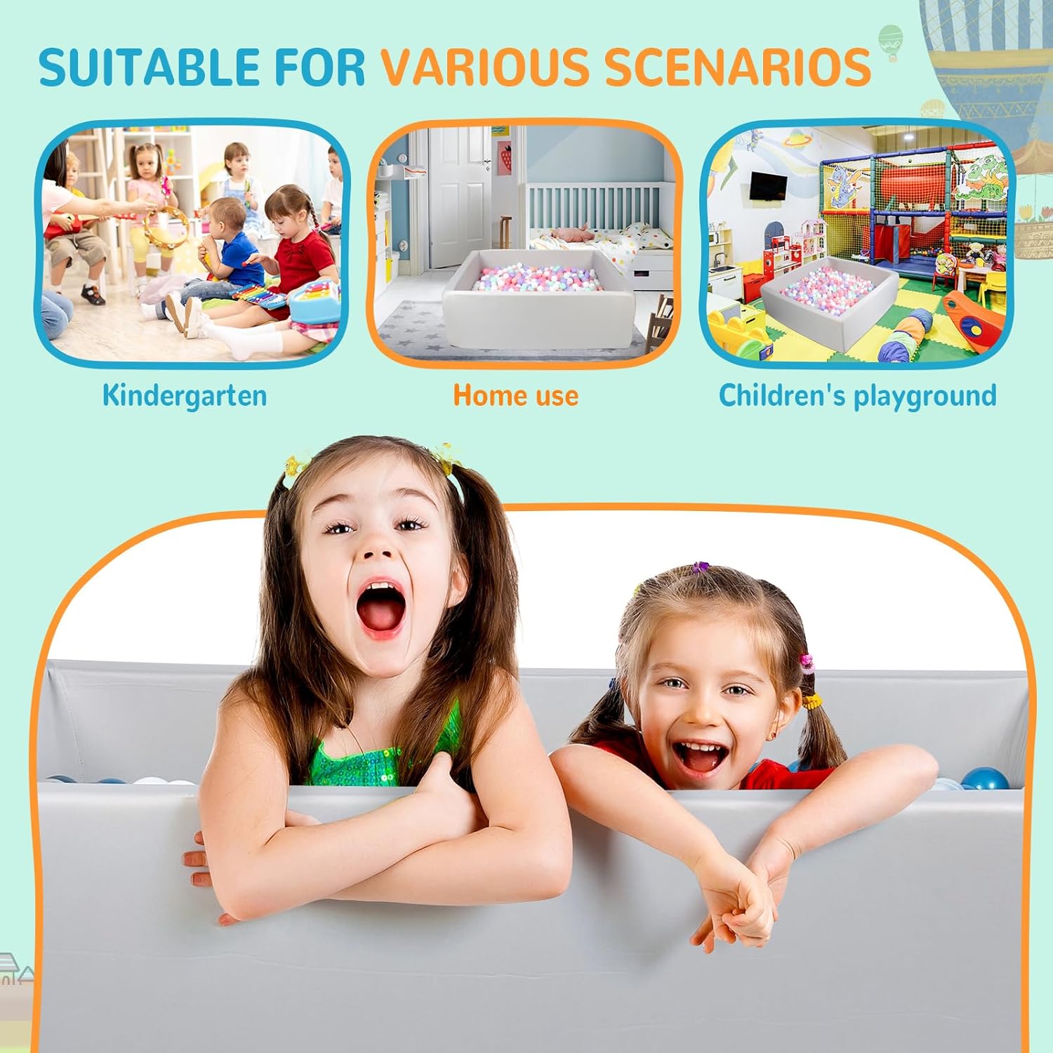 Foam Ball Pit for Toddlers - CALEPTONG 47.2 Inch Large Square Ball Pit for Kids, 2.7 Inch Extra Thick Baby Ball Pit, Soft Ball Pool Without Balls, Indoor and Outdoor Playpen for Boy Girls