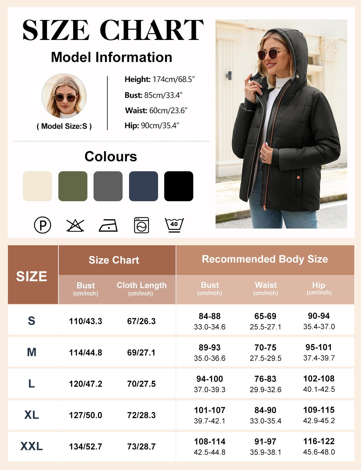 Giacca da Donna Invernale Mezza Stagione Cappuccio con Cappuccio Elegante Giacca Giubbino Imbottito Autunno Invernali Giubbotto Caldo Parka Casual Outwear con Tasche