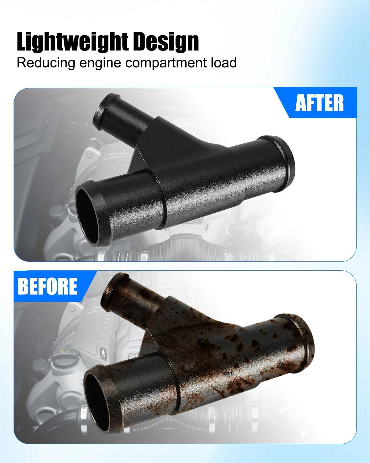 TIKSCIENCE Radiator Coolant Y-Pipe Weldless Aluminum Hose Connector Compatible with Ford F-250 F-350 F-450 F-550 Super Duty 6.0L Powerstroke 2003–2007 E-350 450 Econoline 2003–2010 Excursion 2003–2005