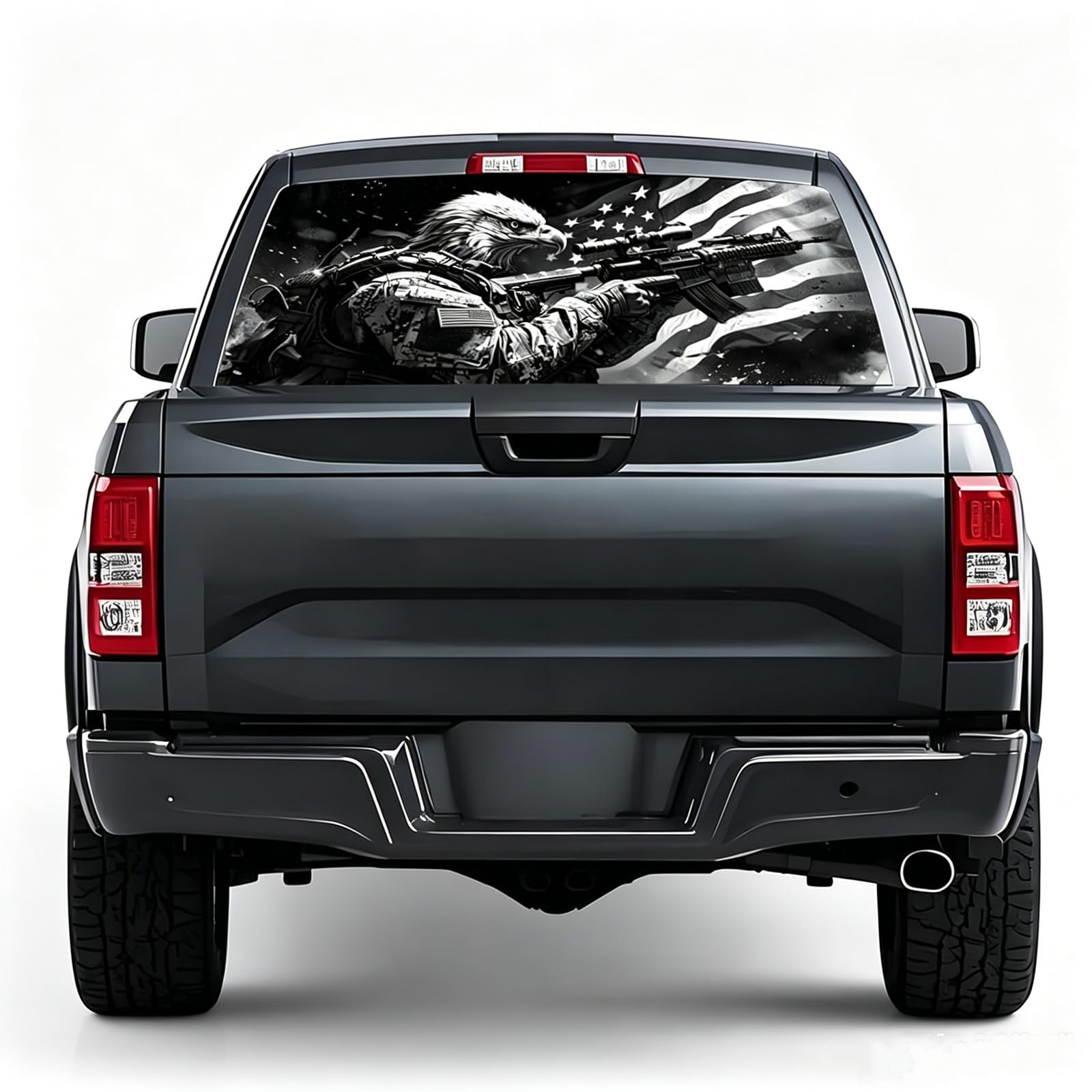 Back Window Decals for Trucks - 65x17.3 in Eagle Flag Window Decal Rear Window Decals for Truck Decor, Creative Truck Rear Window Decal for Personalized Decoration - Eagle-33-S