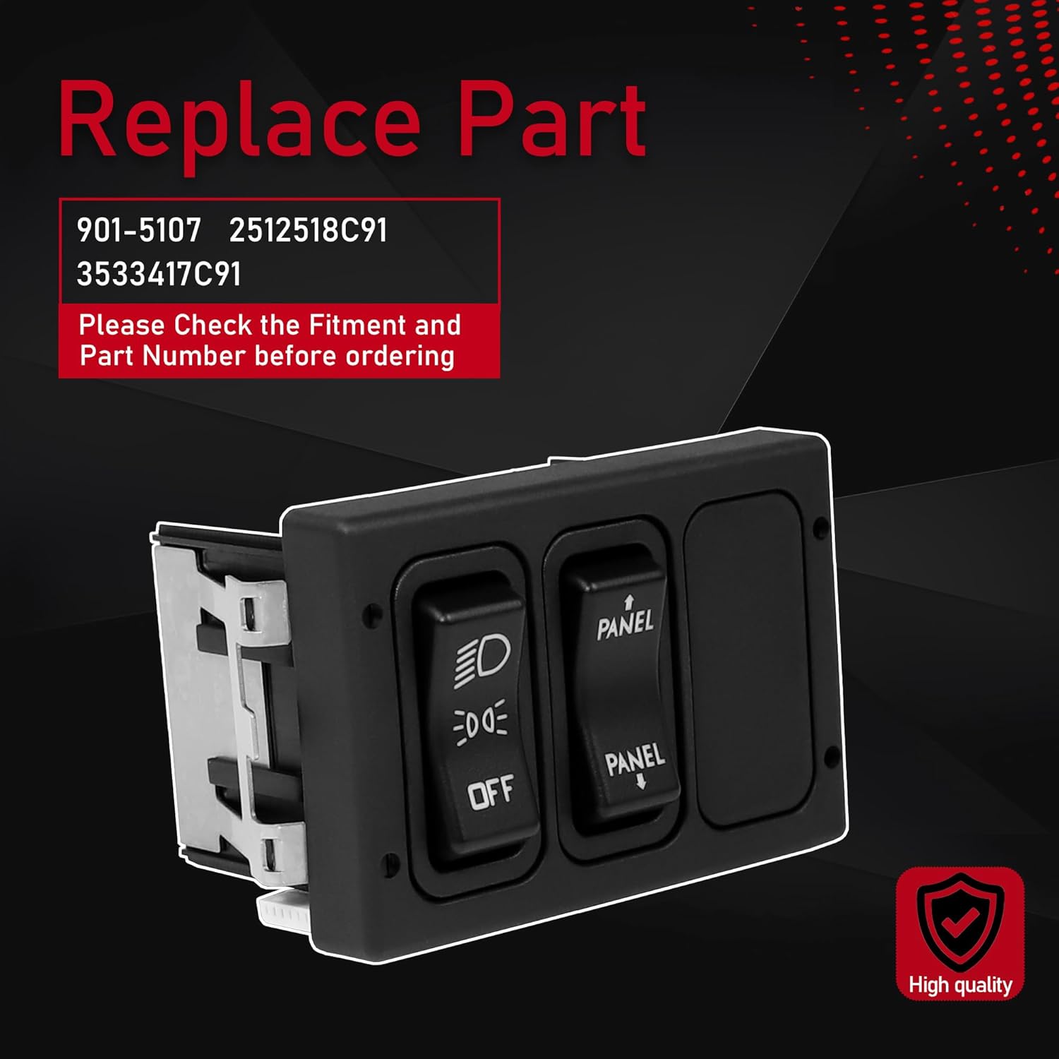 Heavy Duty Headlight Switch Housing Compatible with 2001-2004 International 3200 4200 4300 4400 7300 7400 7500 7600 RXT 8500 8600 Replaces 901-5107 2512518C91 3533417C91