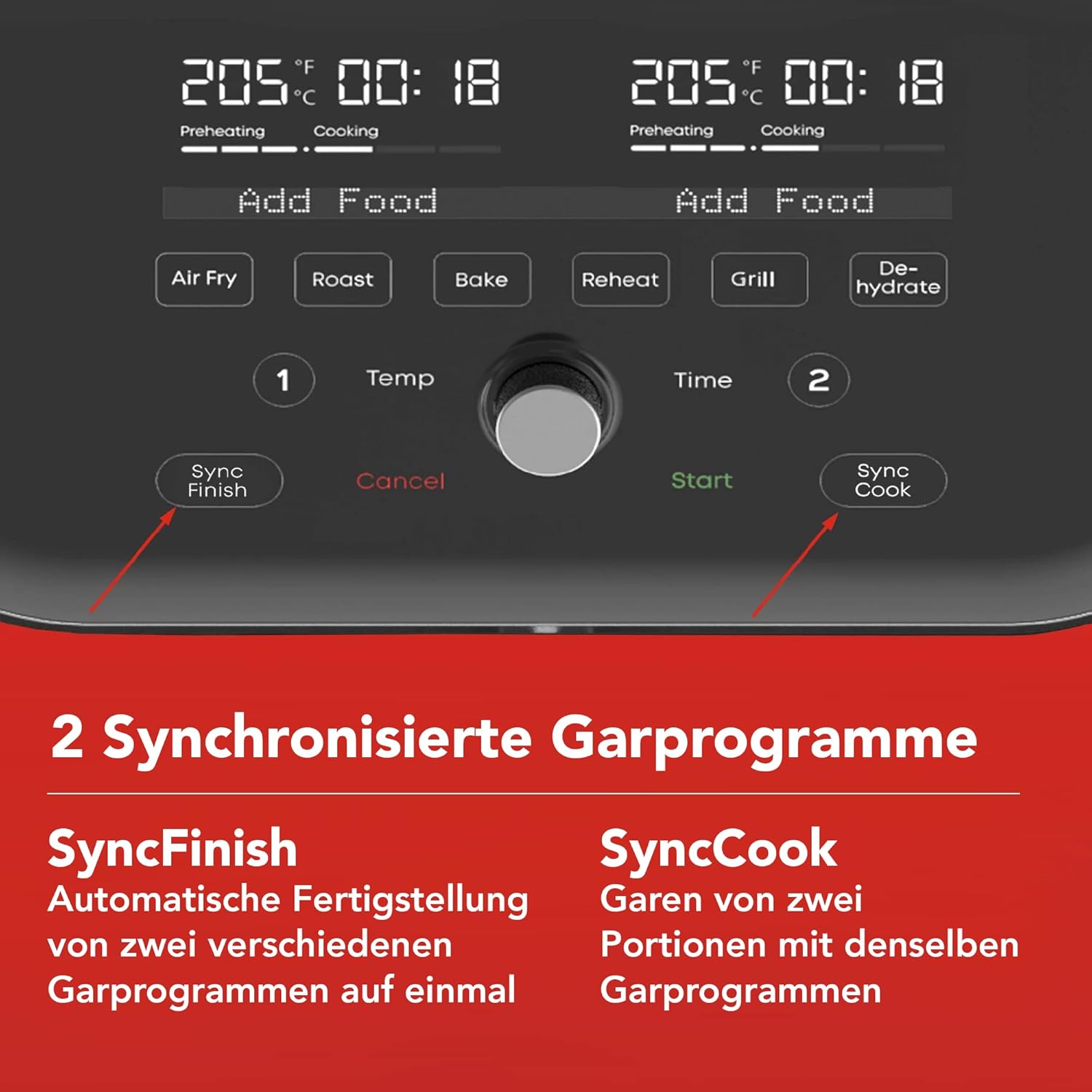 Instant Vortex Plus VersaZone™ Friggitrice ad Aria Digitale Doppia 8-in-1 Funziona come Mini Forno, Arrosto, Griglia, Disidratatore, Scaldavivande, 8,5 L - Nero- 1700W