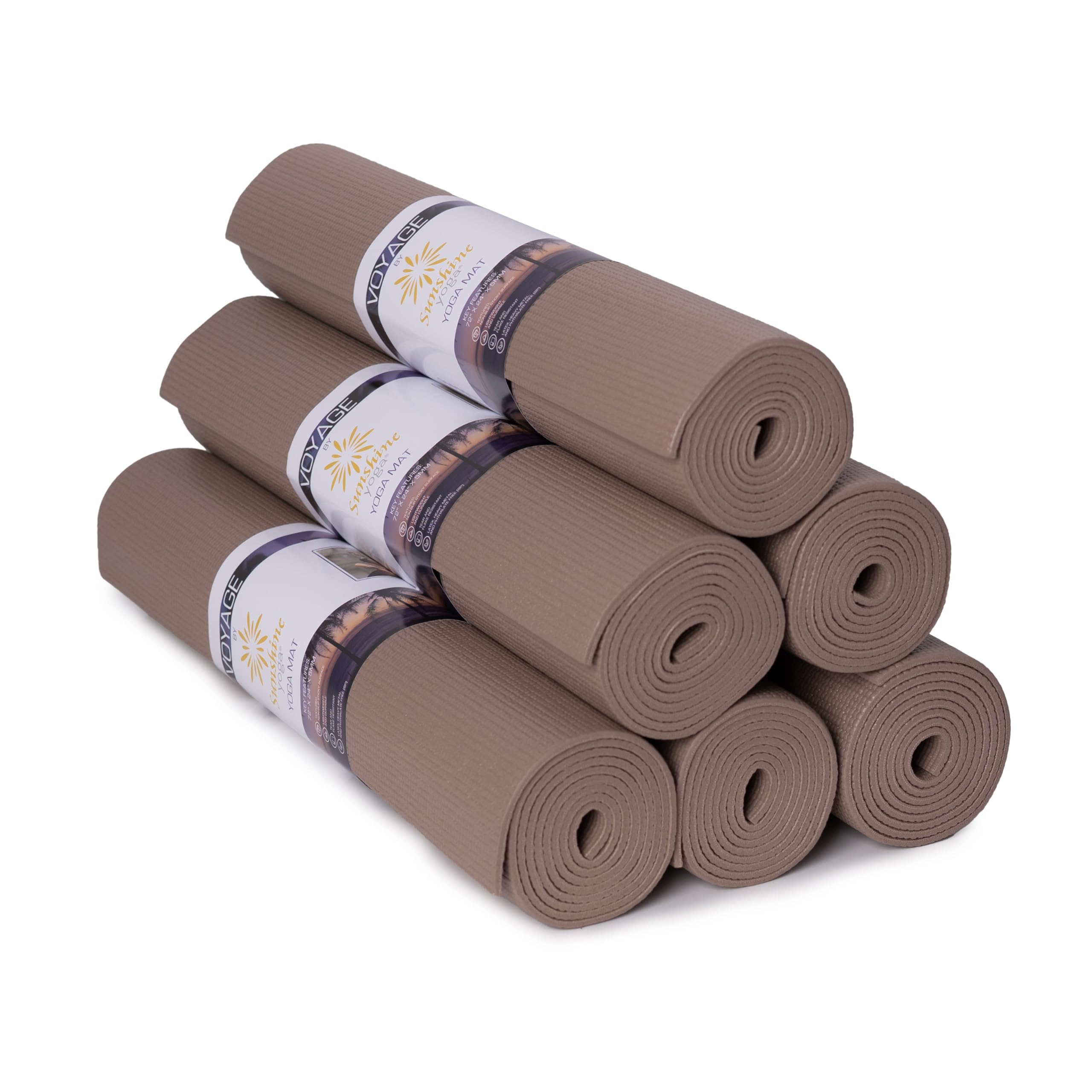 Sunshine Yoga Voyage Yoga Mat 6 Pack 72 x 24 Professional Studio and Gym Bulk Yoga Mats 5mm