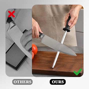 Professional 8-Inch Kitchen Knife Sharpener,Honing Rod,Steel Sharpening Rod,Features A Non-Slip Handle,Ideal for Home and Restaurant Use;for The Repair and Maintenance of Kitchen Knives,Chef's Knives