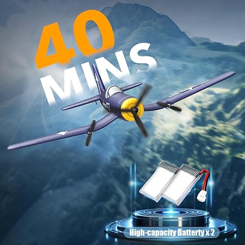 Miniatura 6 de volantexrc Avión RC de 3 canales, control remoto, avión de combate, 2.4 GHz, estabilizador giroscópico de 6 ejes, avión planeador RTF, fácil de