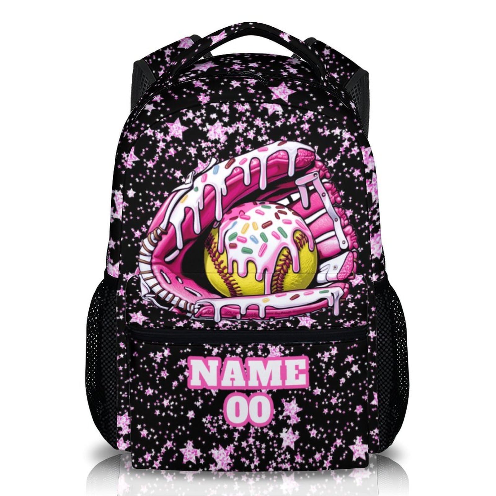 Softball Backpacks Custom School Bag for Kids Girls Personalized 17 Inches Sports Durable Casual Bookbag for Elementary Preschool