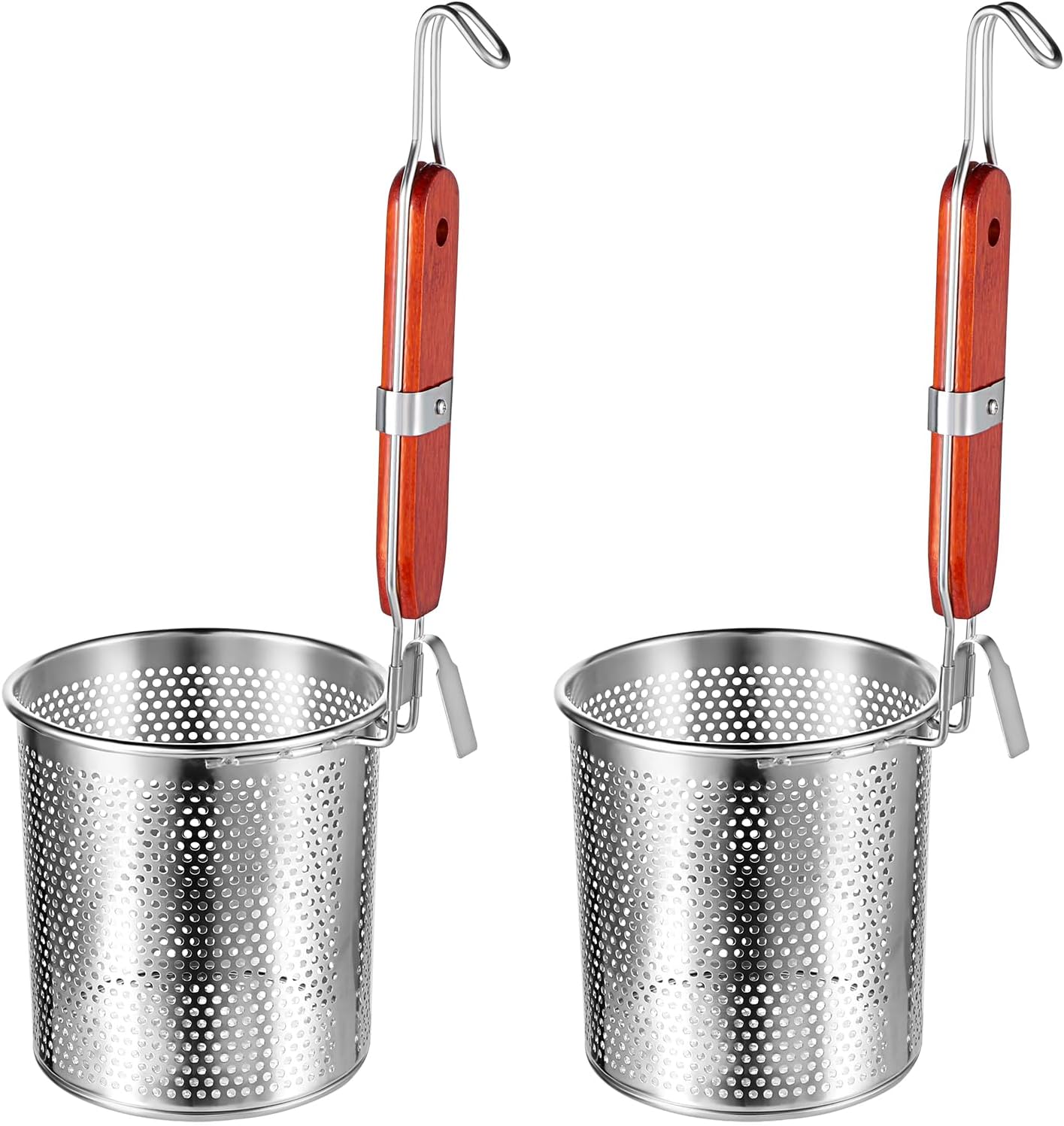 Amazon.com: 2 Packs Mesh Pasta Basket Strainer with Wooden Handle ...