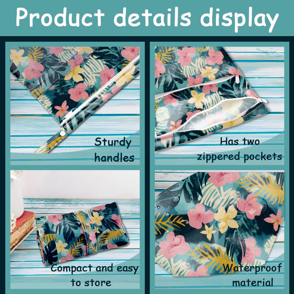 SUPERDANT Sac Etanche et Réutilisable pour Vêtements Mouillés Motif Plantes Bohèmes avec 2 Poche Zippée Sac Maillot de Bain Mouillé pour Maillots de Bain et Couches Lavables Pochette de Voyage