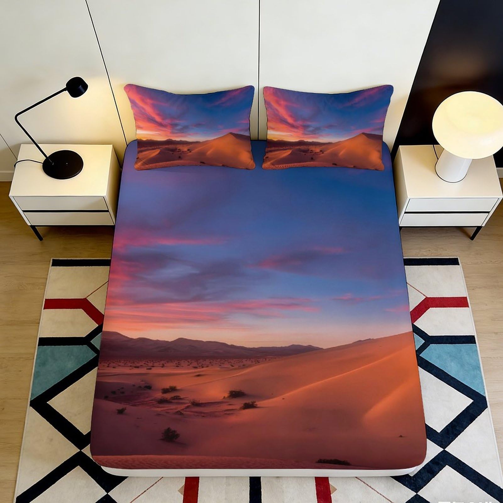 Pnayamiorkfel Style-6 3D Printed Sunset Desert Fitted Sheet Microfiber Soft Bedroom Decor Sunrise Landscape Bed Cover For Home 90X200x25cm