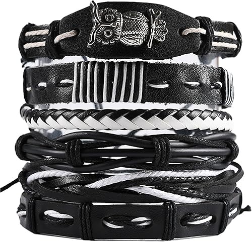 Miniatura 2 de Pulsera de cuero punk hip hop 2026 nueva Retro Rock multicapa hecha a mano, joyería unisex