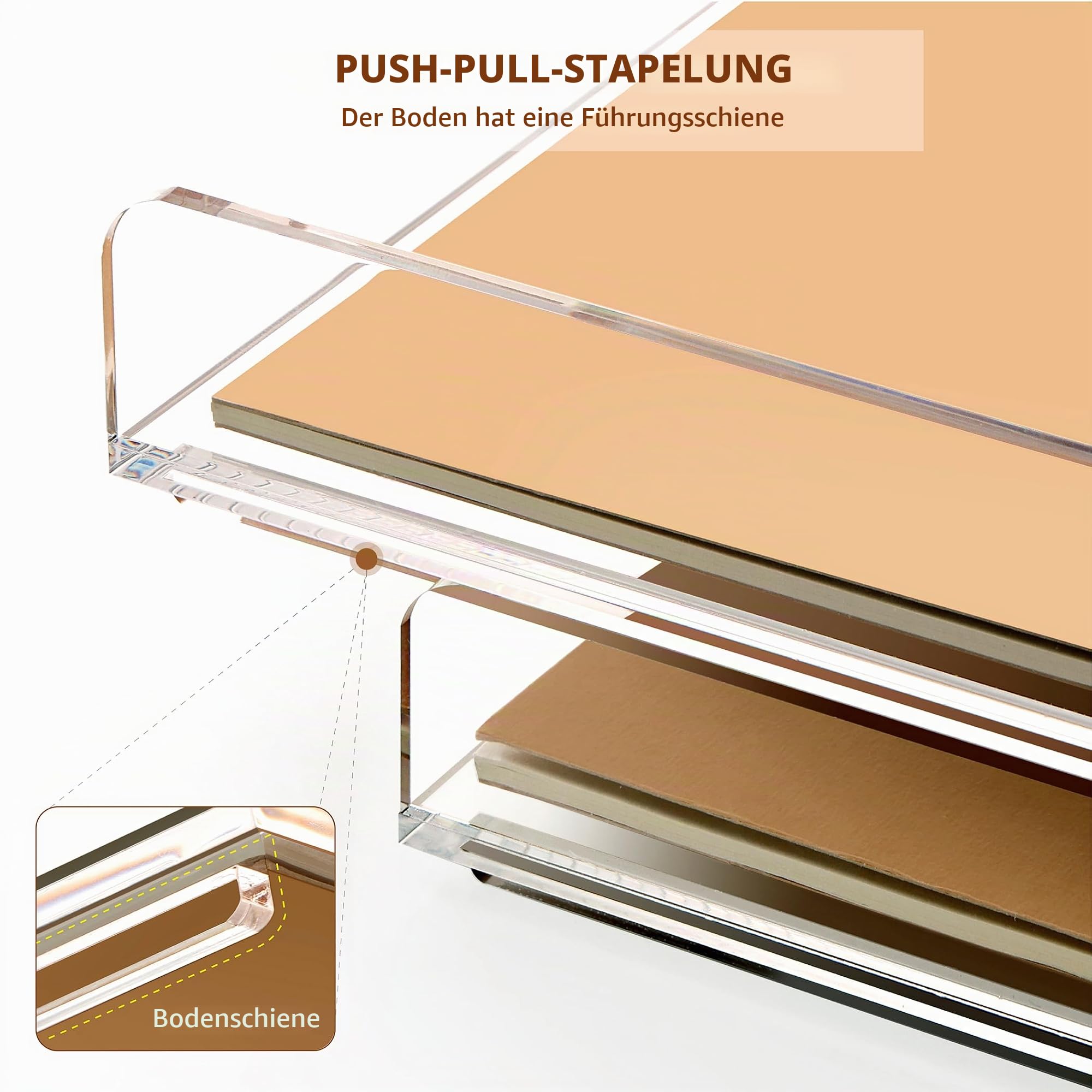SANRUI Briefablage A4 Transparent (4er Set) - Stapelbare Acryl Dokumentenablage & Schreibtisch Organizer für DIN A4, 5mm Premium Papierablage für Home-Office & Büro - Modernes Ablagesystem