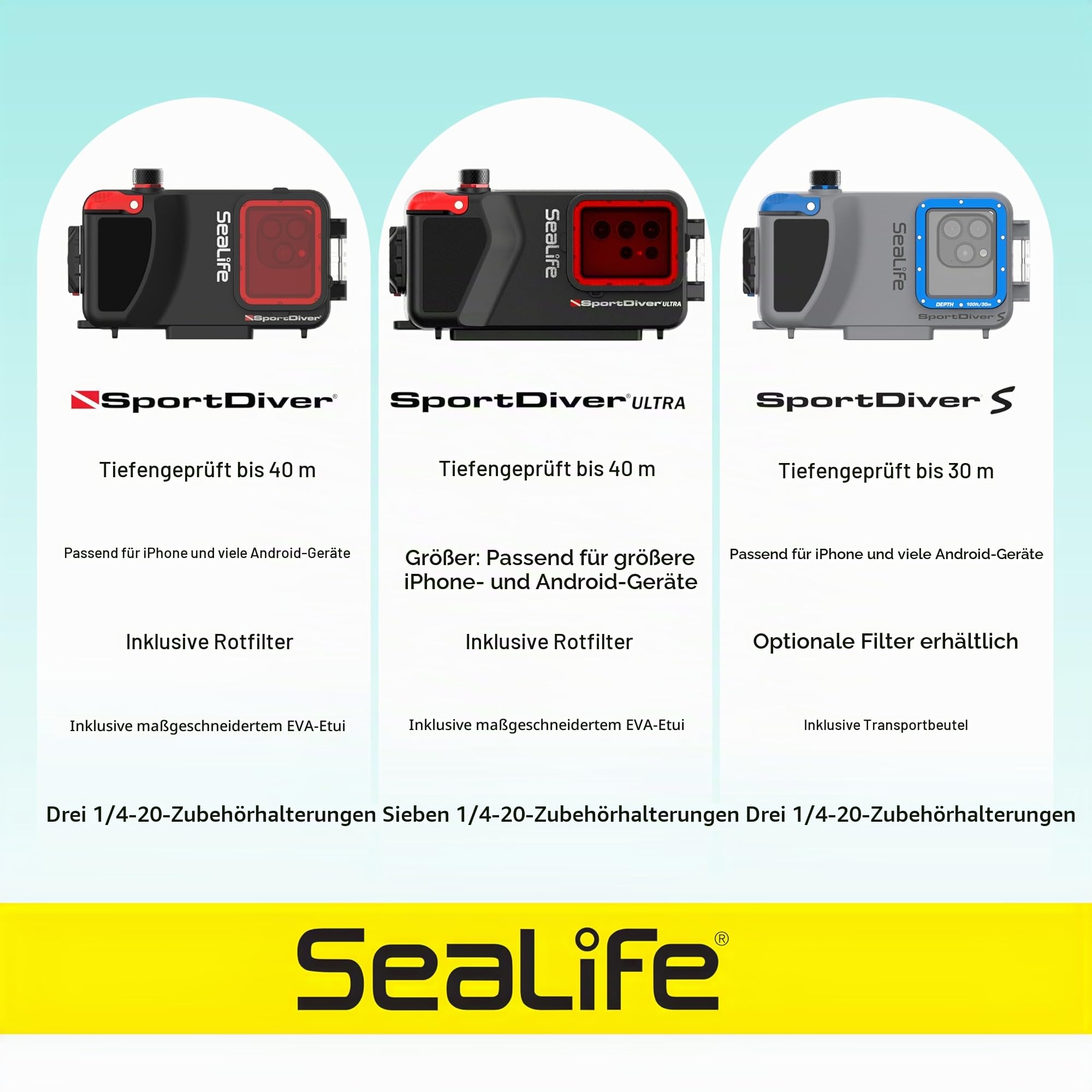 SeaLife SportDiver Ultra Unterwasser Tauchgehäuse für Smartphones Video Foto