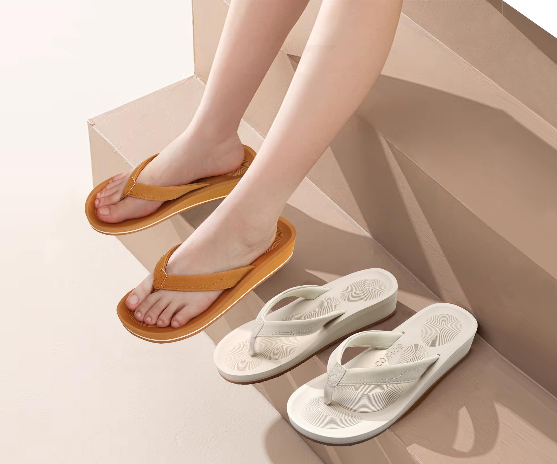 COFACE Chanclas Mujer Sandalias de Cuña para Verano Playa Piscina Interior Exterior