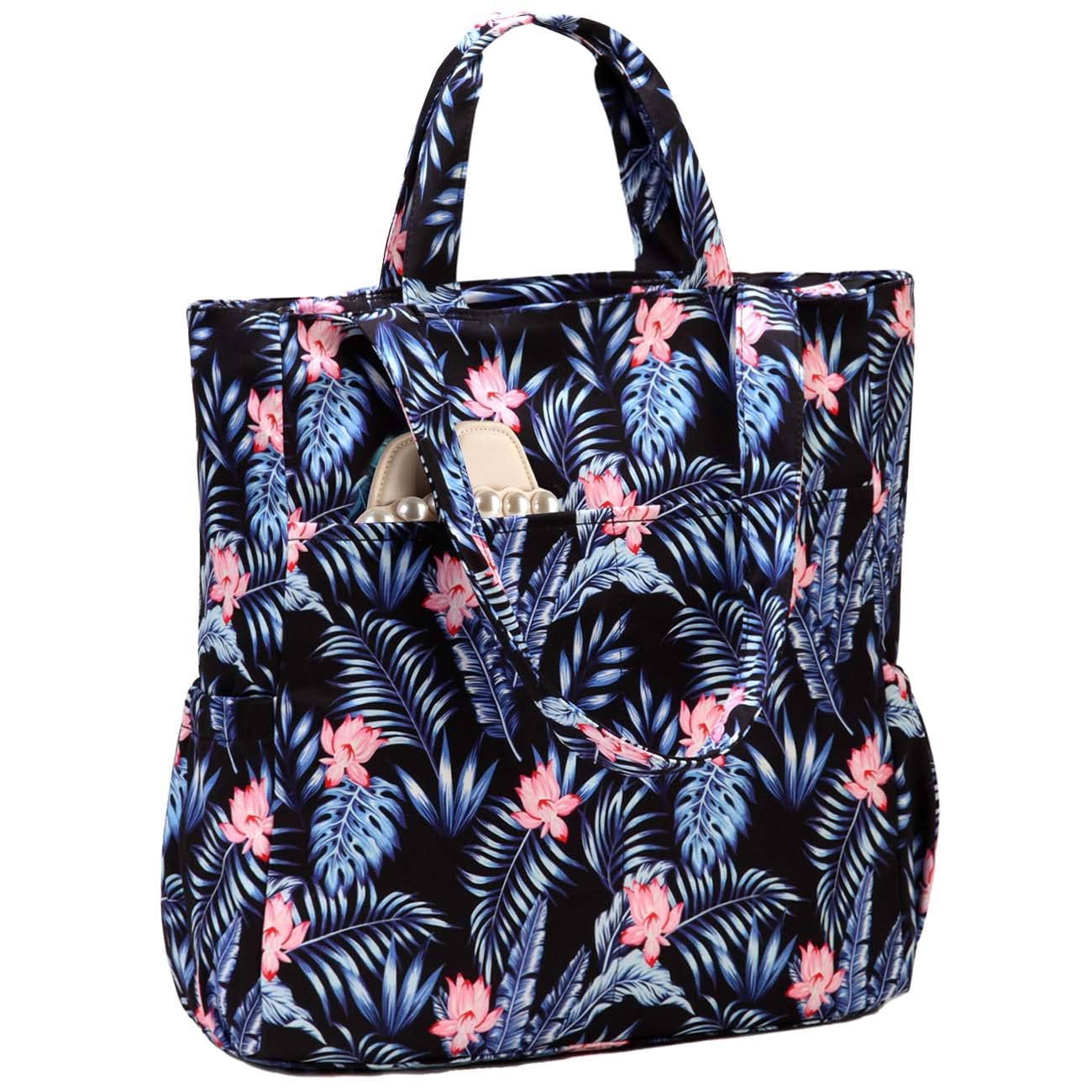 VASCHY Beach Tote Bag for Women Lightweight Water Resistant Fold-able Large Pool Tote Bag w Zipper for Vocation