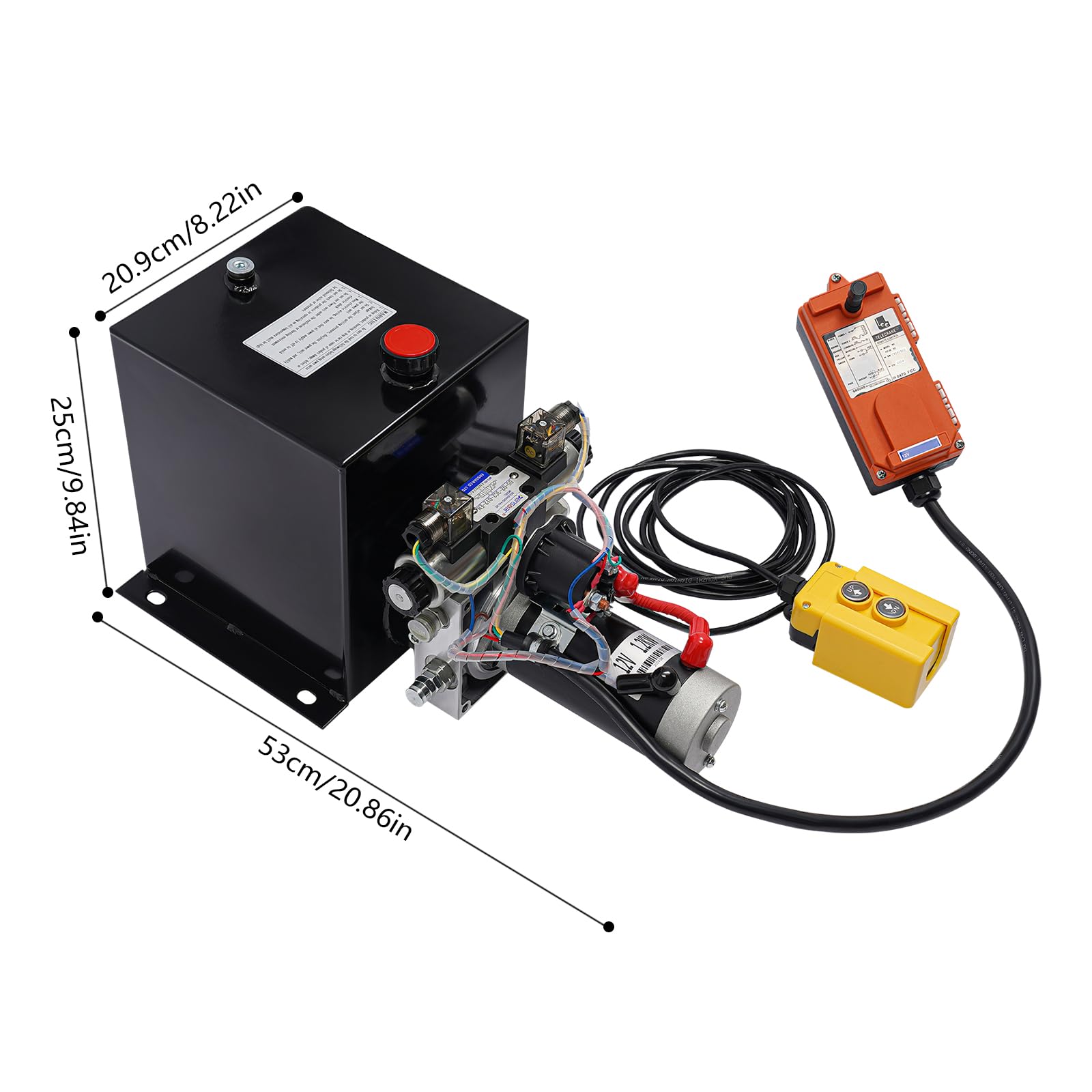 21MPA Hydraulikpumpe Doppelwirkende Hydraulikaggregat 1200W 12V Elektrohydraulik Pumpe mit Fernbedienung,hydraulik handpumpe Hydraulikzylinder für Aufzüge, Gabelstapler,8 Quart