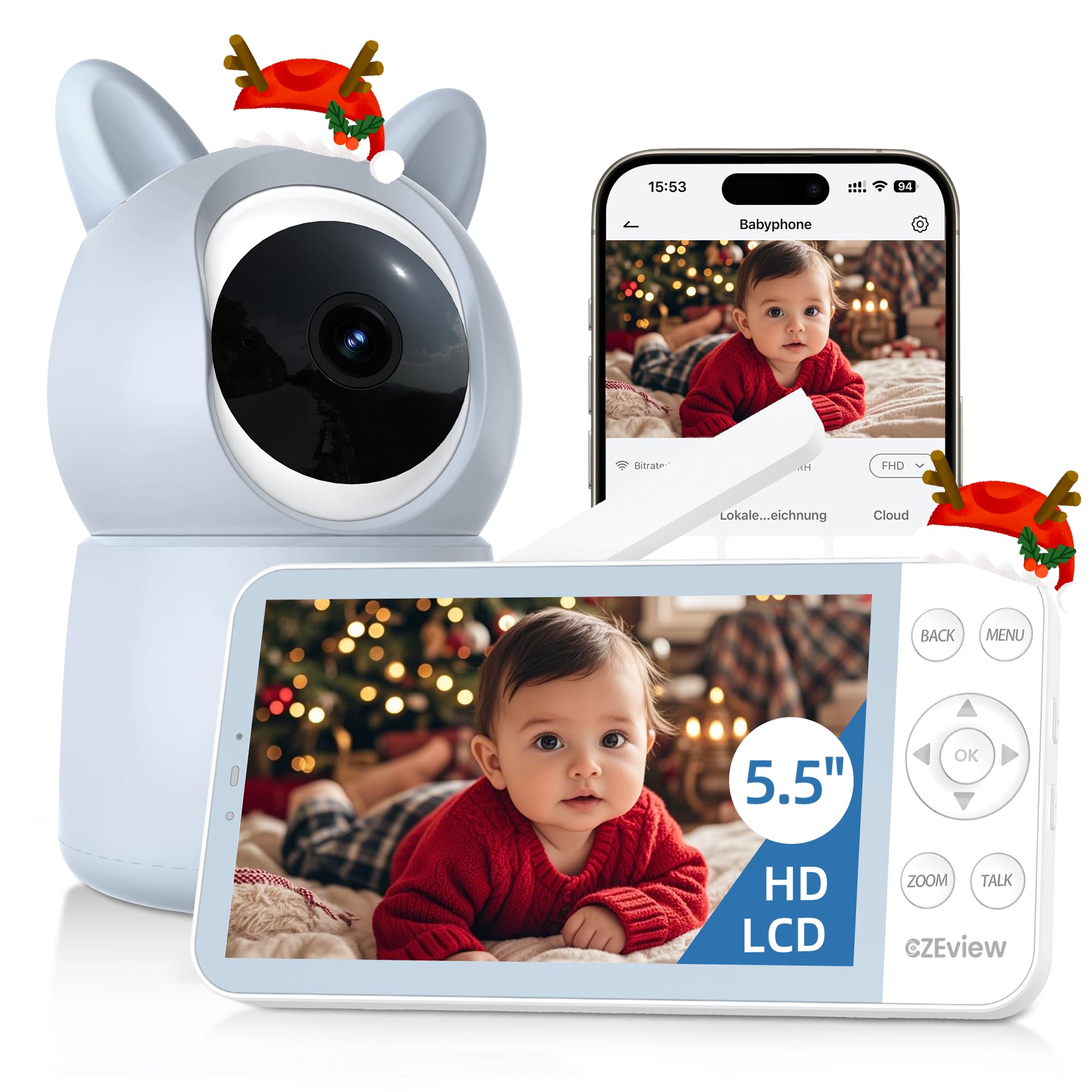 CZEview Babyphone Caméra 2K & Ultra Grand Moniteur HD 5,5, Qualité d'image au Top, 360°, APP, Veilleuse & Musique, Vision Nocturne, Vidéo Caméra Bébé, Détection Pleur Mouvement & Alerte : .be: Bébé CZEview Babyphone Caméra 2K & Ultra Grand Moniteur HD 5,5, Qualité d'image au Top, 360°, APP, Veilleuse & Musique, Vision Nocturne, Vidéo Caméra Bébé, Détection Pleur Mouvement & Alerte : .be: Bébé