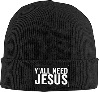 Beanie Y'all Need Jesus Beanie Hat Women Skull Cap Men Winter Slouchy Hat Knitted Hat Hedging Head Hat Knit Hat Black