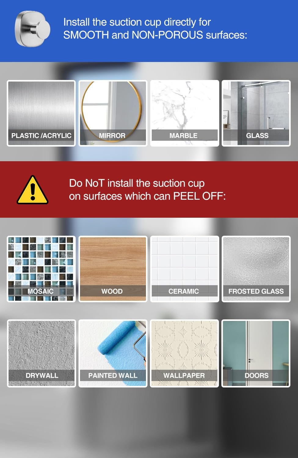 4 Pcs Suction Cup Hooks for Inside Shower, Stainless Steel Heavy Duty Towel Hook Shower Towel Holder for Bathroom, Kitchen, Glass Door, Mirror, Tile-Loofah, Towel, Coat, Bath Robe