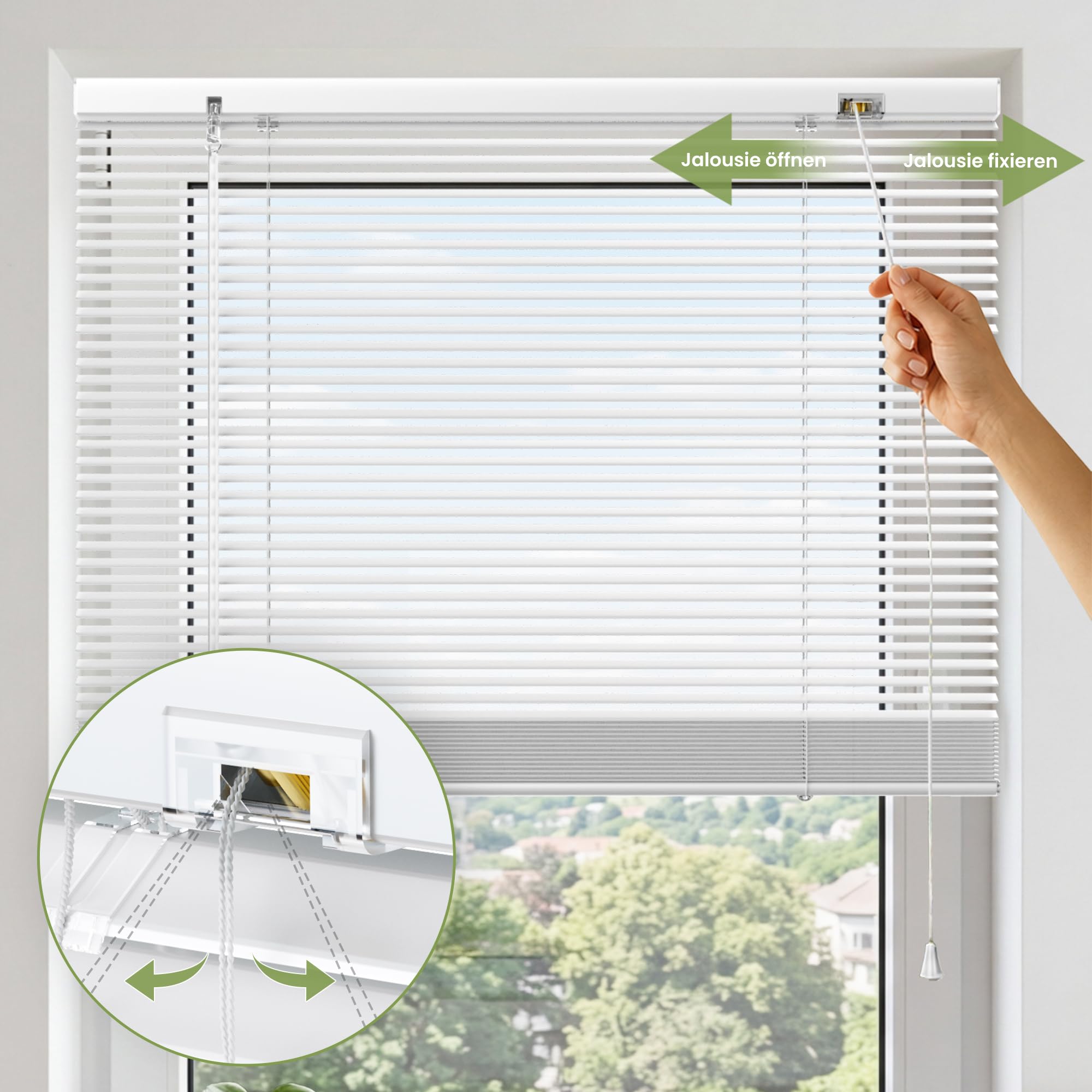 Buseu Aluminium Jalousie 115 x 175cm Klemmfix ohne Bohren Weiß