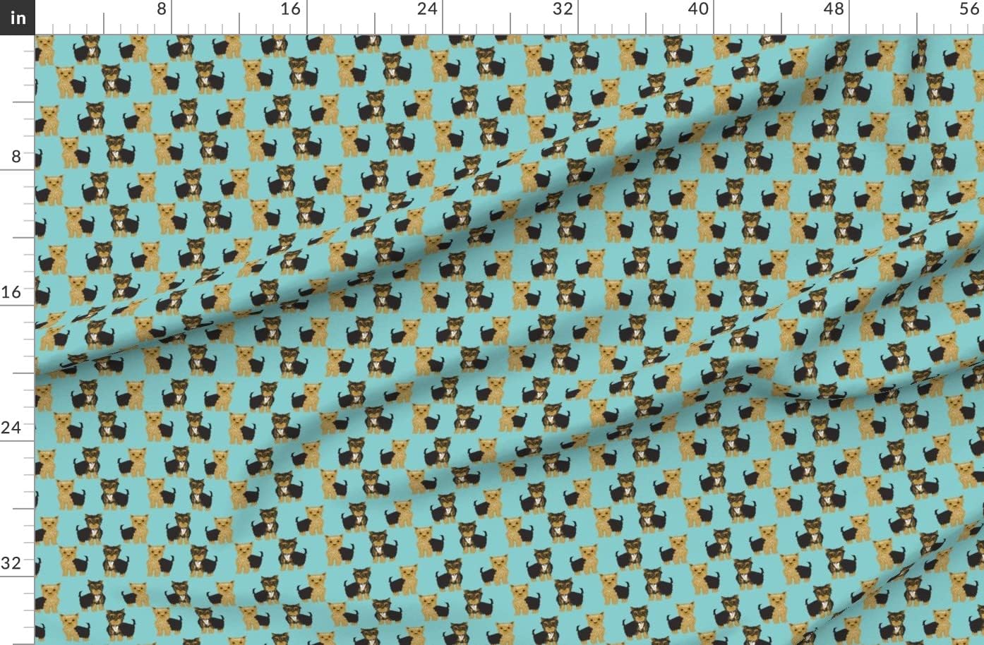 Spoonflower Fabric - Yorkie Yorkshire Terrier Cute Dogs Pets Pet Yorkies Terriers Printed on Organic Cotton Sateen Fabric by The Yard - Sewing Quilting Apparel Home Decor