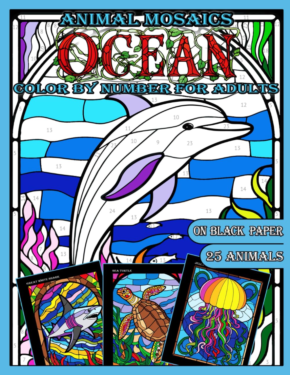 Amazon.com: Mosaic Animals: Ocean Life: Color by Number for Adults ...
