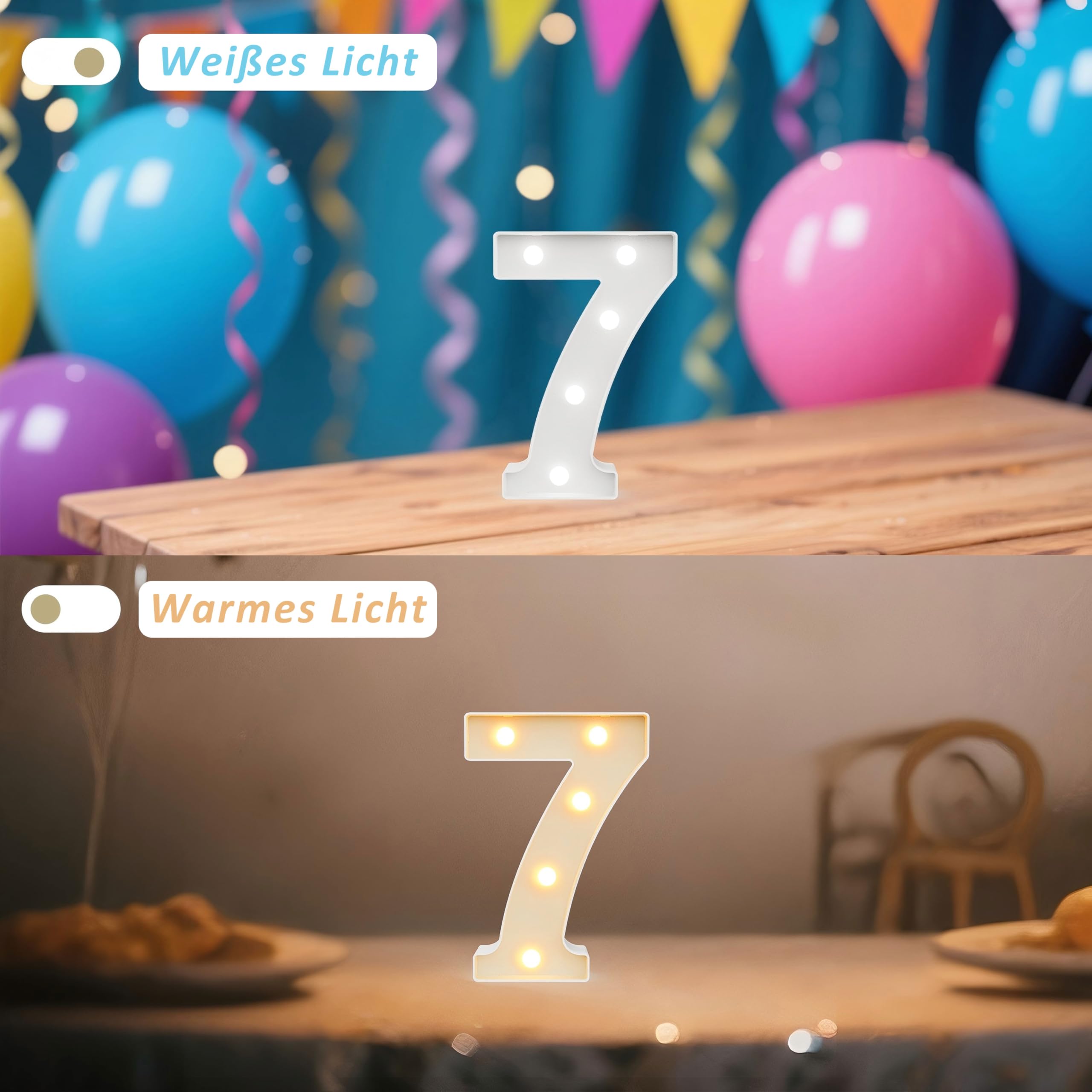 Ledido - Panneau lumineux LED pour chiffres de chapiteau - Chiffres lumineux froids et chauds pour décorations de 50e anniversaire, lumières LED numériques pour mariage, anniversaire de mariage