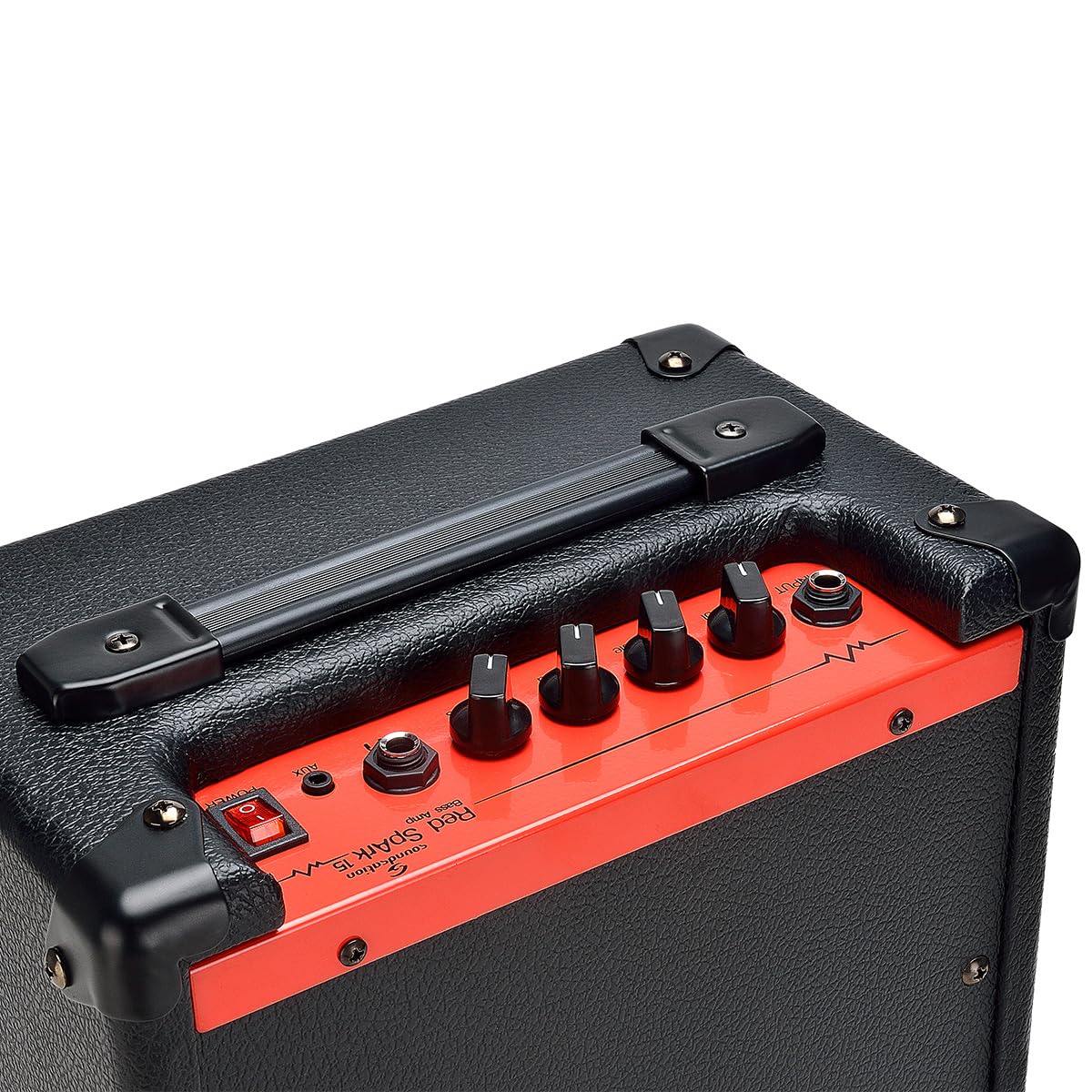 Soundsation Red Spark 15, Amplificatore per Basso 15W, Mini Combo con Controlli EQ, Aux In e Uscita Cuffie