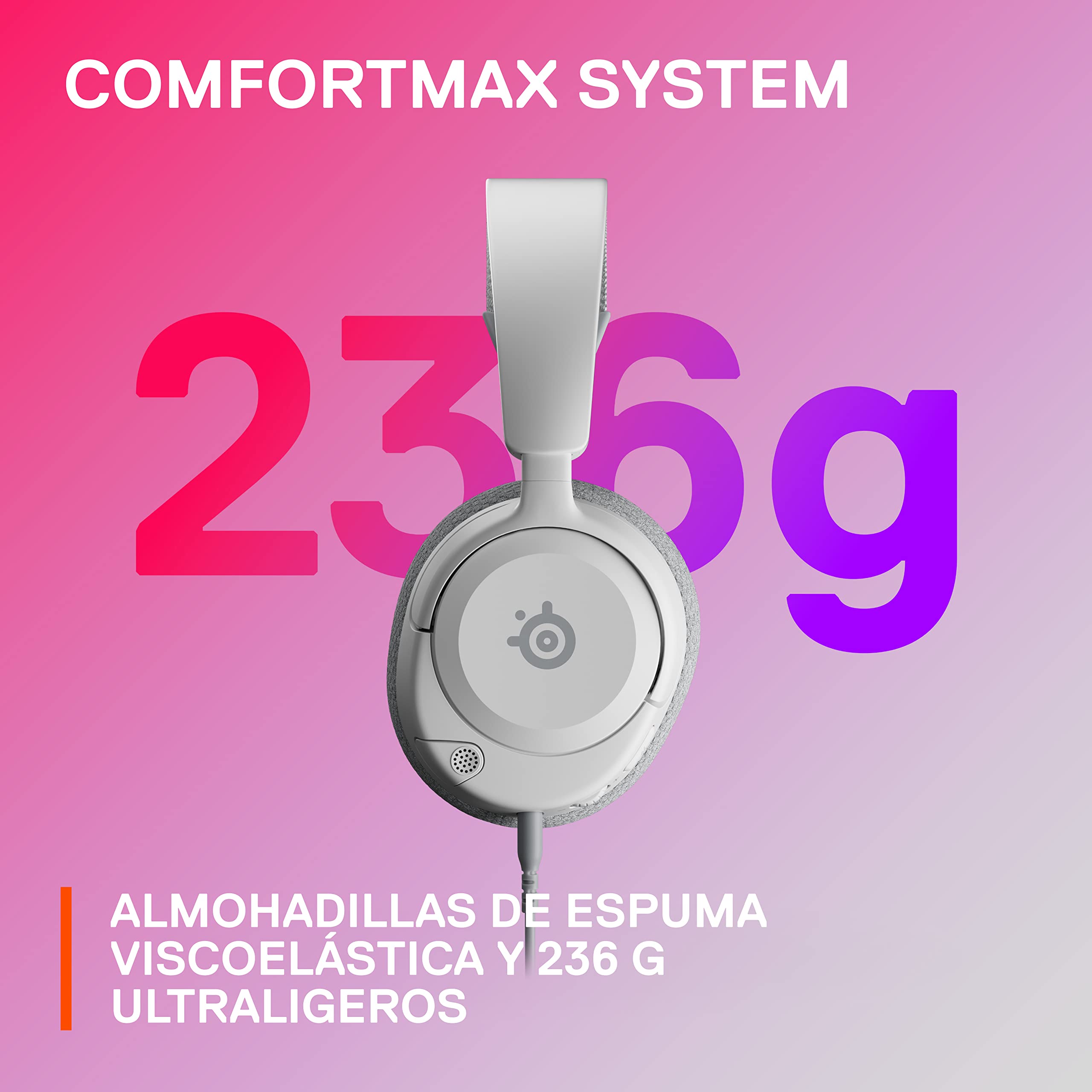 SteelSeries Arctis Nova 1 - Cascos Gaming Con Cable Multisistema - Controladores Hi-Fi - Audio espacial 360° - Almohadillas de espuma con memoria - Ultraligeros - PC, PS5, PS4, Xbox - Blanco