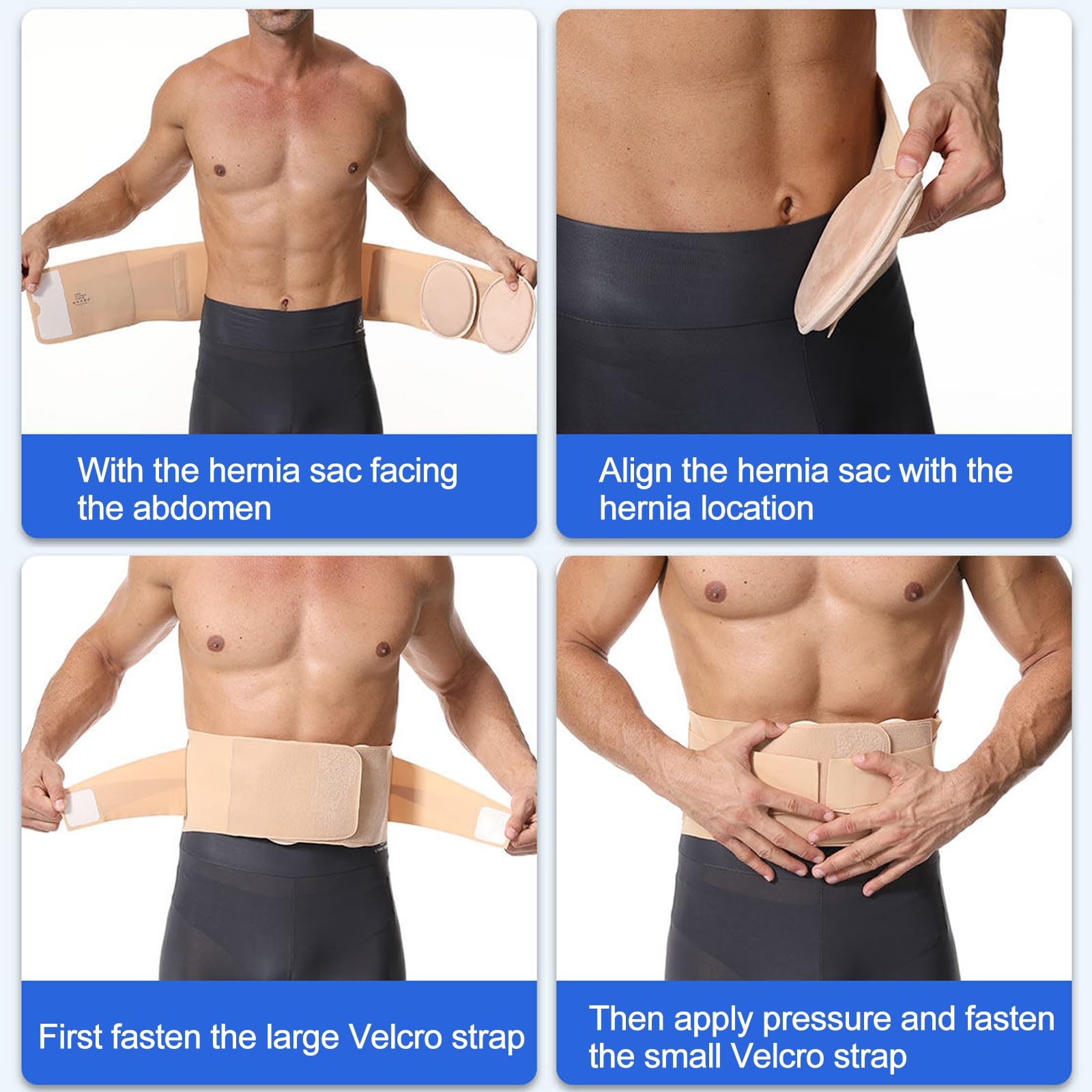 Cintura Ernia Ombelicale Uomo Donna, Fascia Addominale Traspirante Regolabile con 2 Cuscinetti Compressivi, Recupero Post Parto, Sollievo Ernia Inguinale e Ventrale(60-70cm/23.6-27.6in)