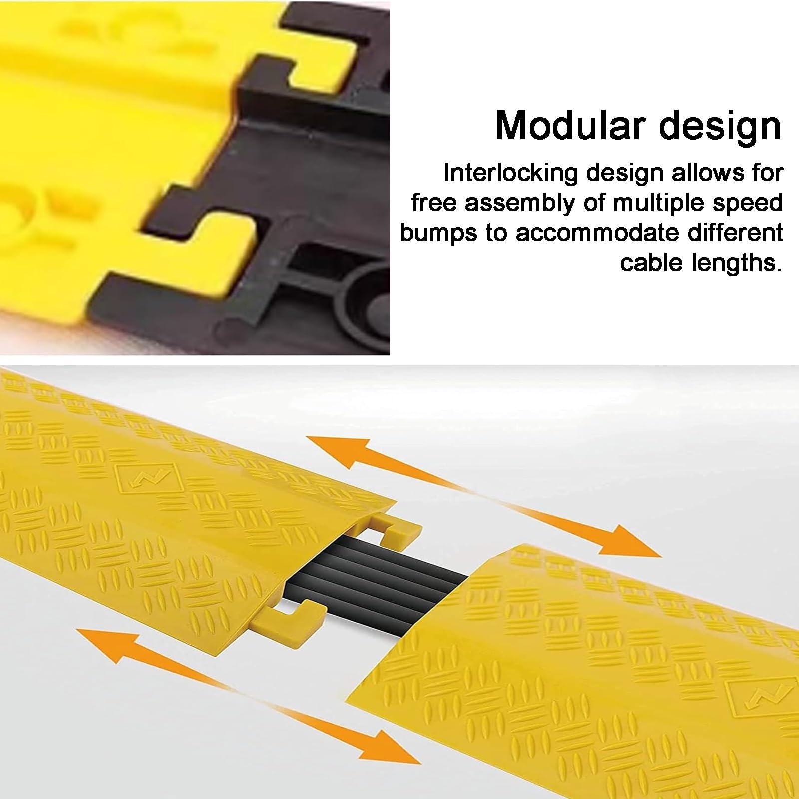 Cubierta de cable, rampa protectora de cable de PVC, tope de velocidad modular de 1 canal con 6 pernos, capacidad de carga de 660 libras para uso en interiores y exteriores