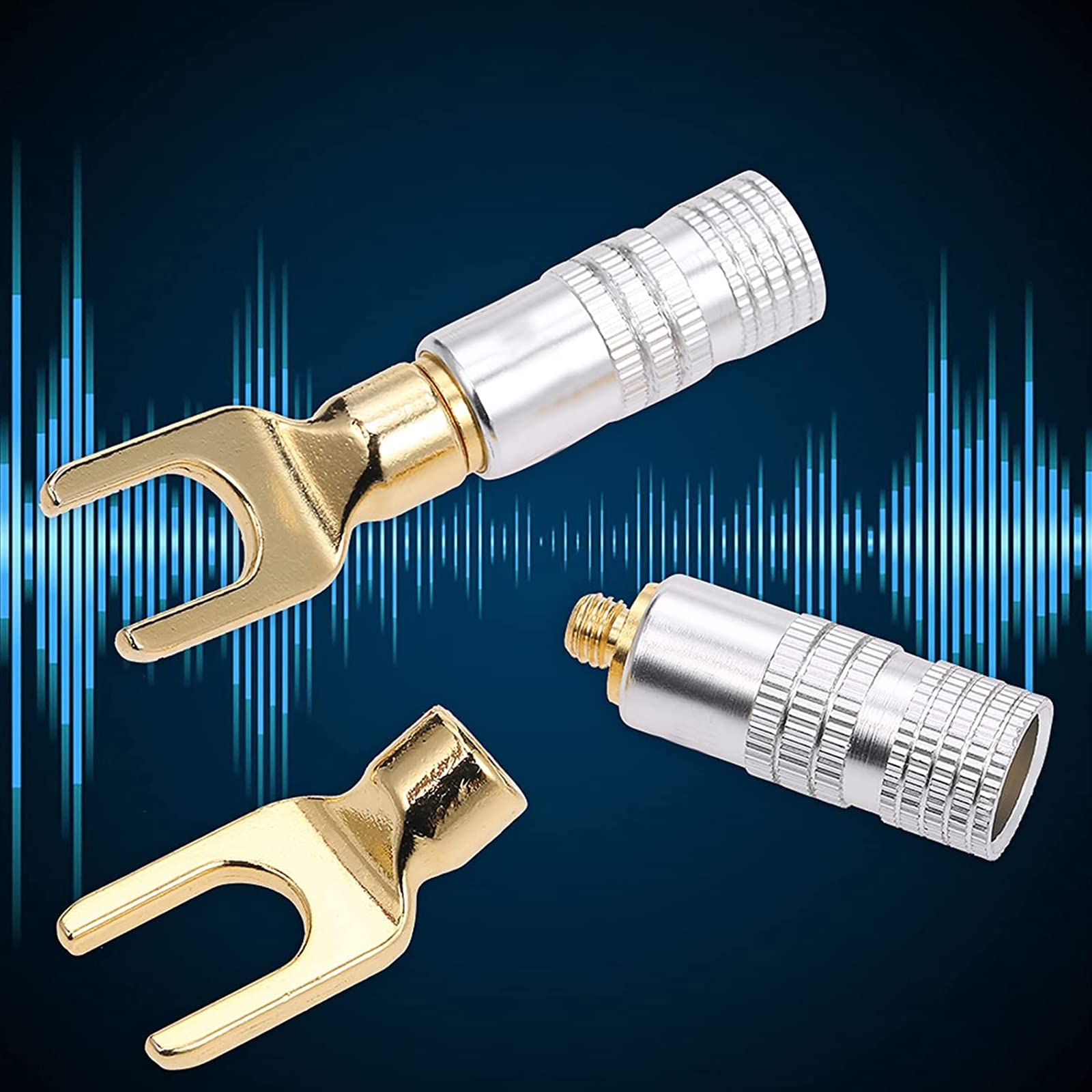 Connettore a forcella Y per altoparlante 24K placcato oro Spinotto 45 gradi per cavo microfono