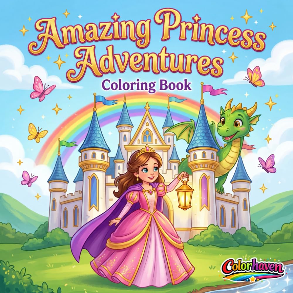 Amazing Princess Adventures coloring book for ages 3-8 (ColorHaven Adventure Series)