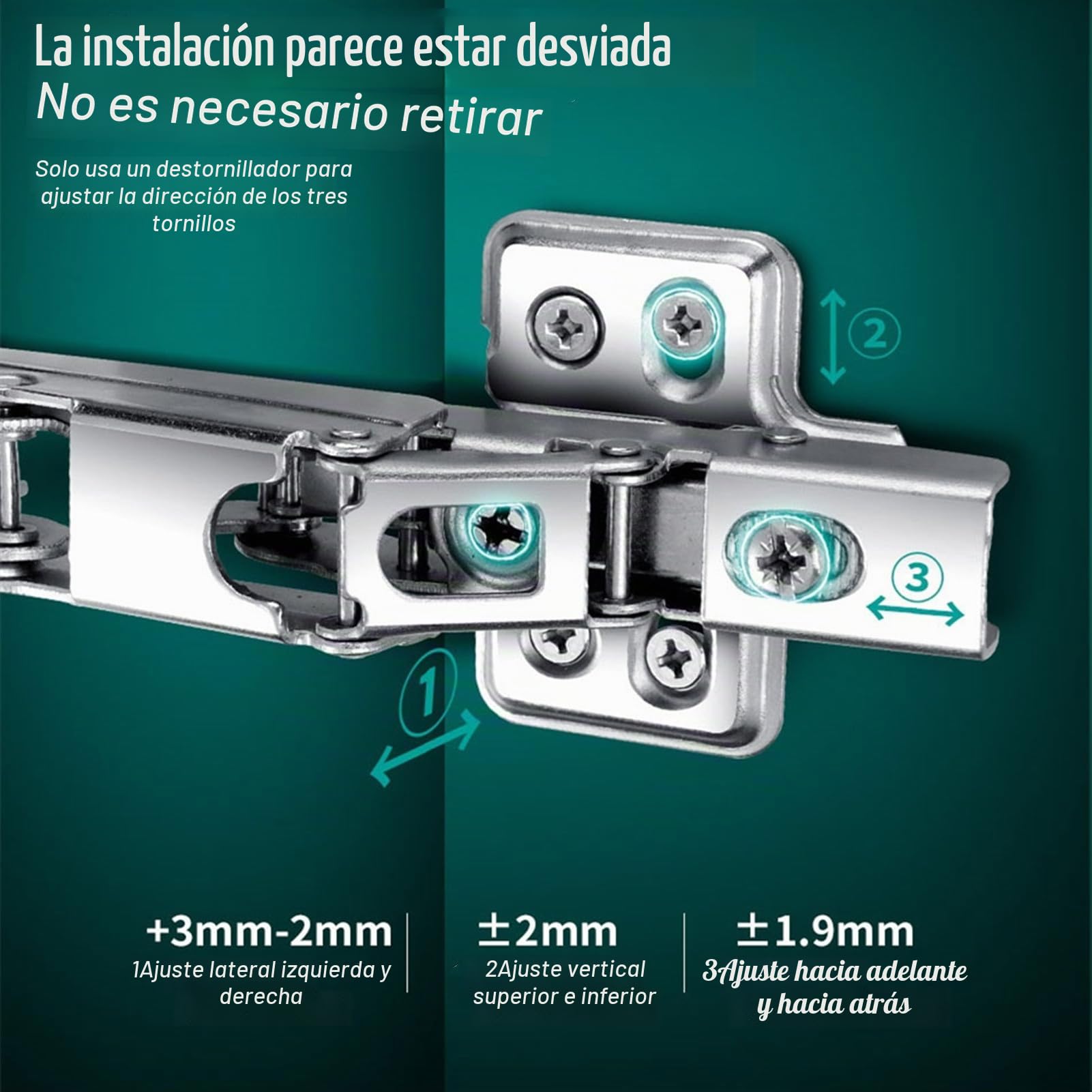 Bisagras para armario de cocina (1 par, 2 unidades), bisagras de 165º de media superposición para puertas rinconeras Lazy Susan, puertas de esquina