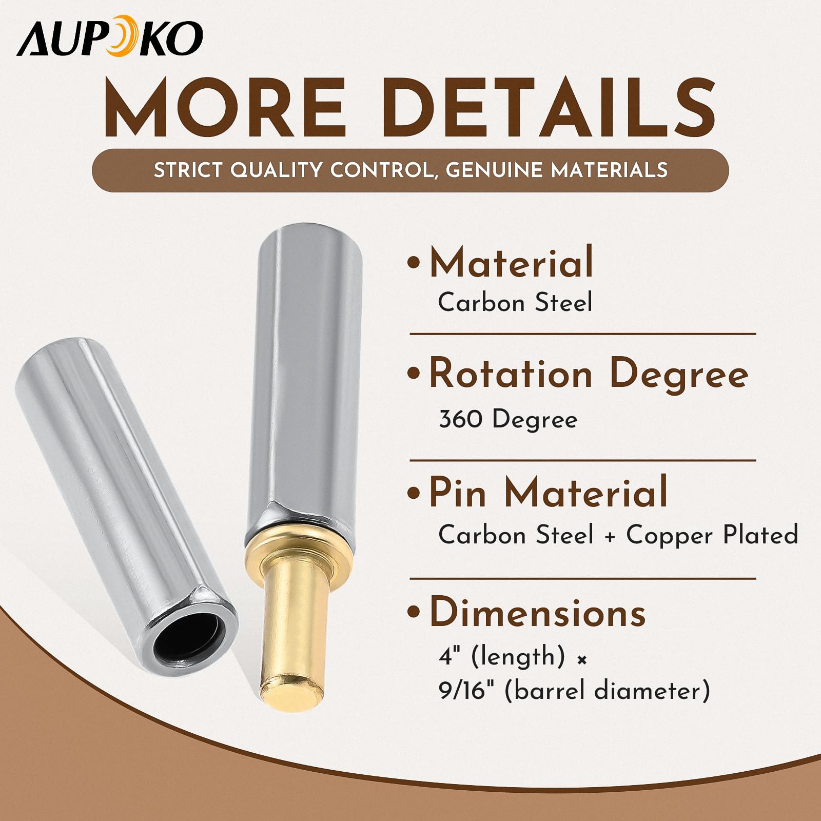 Aupoko 12Pcs Weld-On Bullet Hinges Set, Carbon Steel 4'' x 9/16'' - Image 3