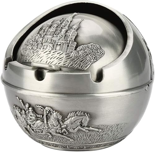 Miniatura 7 de Cenicero resistente al viento con tapa, portátil, redondo, estampado, soporte de cenizas para viajes, automóvil, hogar, amigos de la moda (#03),