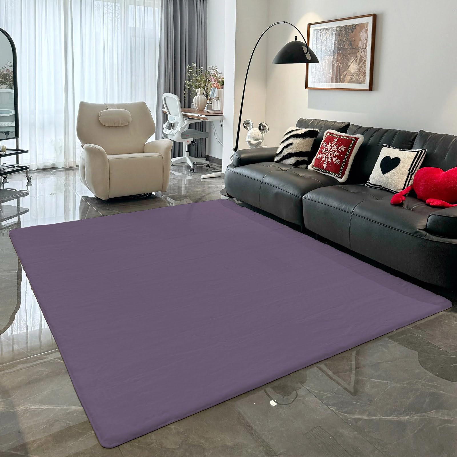 Descente de lit gris foncé 110x190 cm en fourrure synthétique pour chambre