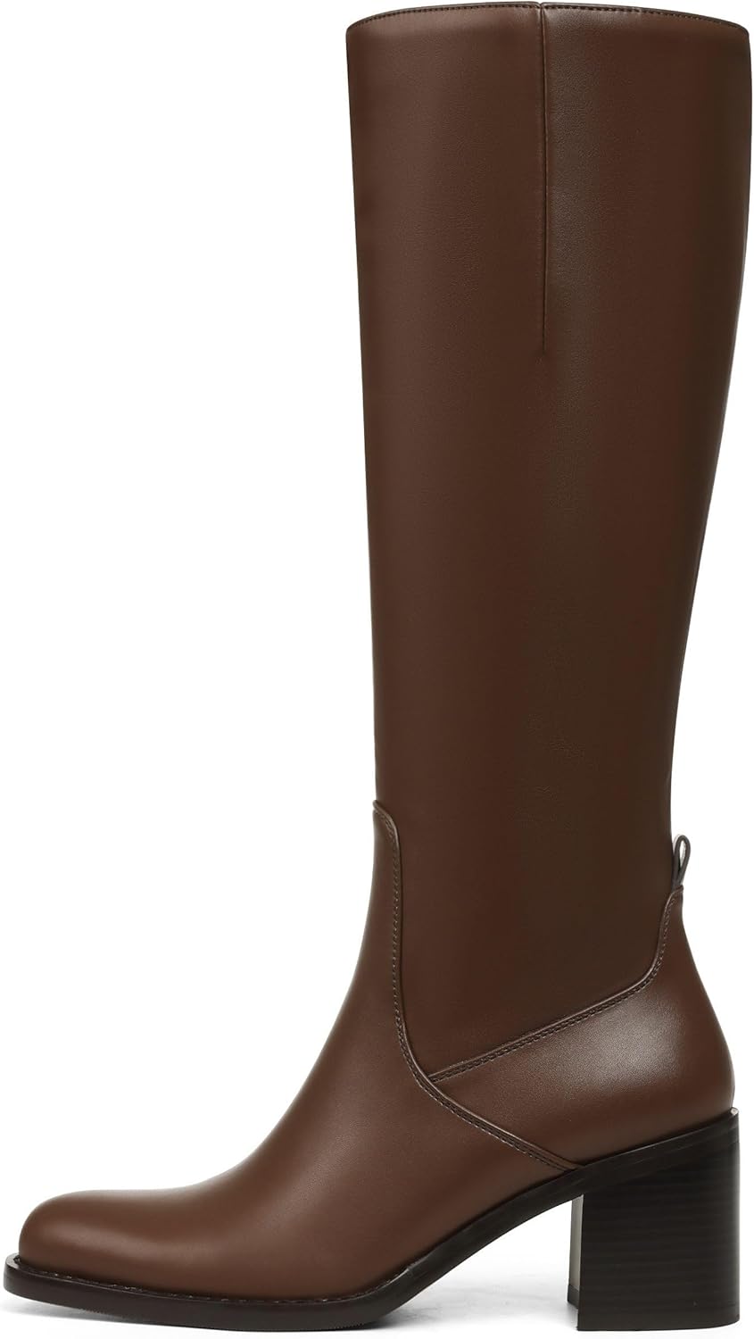 Mattiventon Knee High Boots Women Long Tall Boots Chunky Heel Round Toe Side Zipper Fashion Dress Date Party 2025