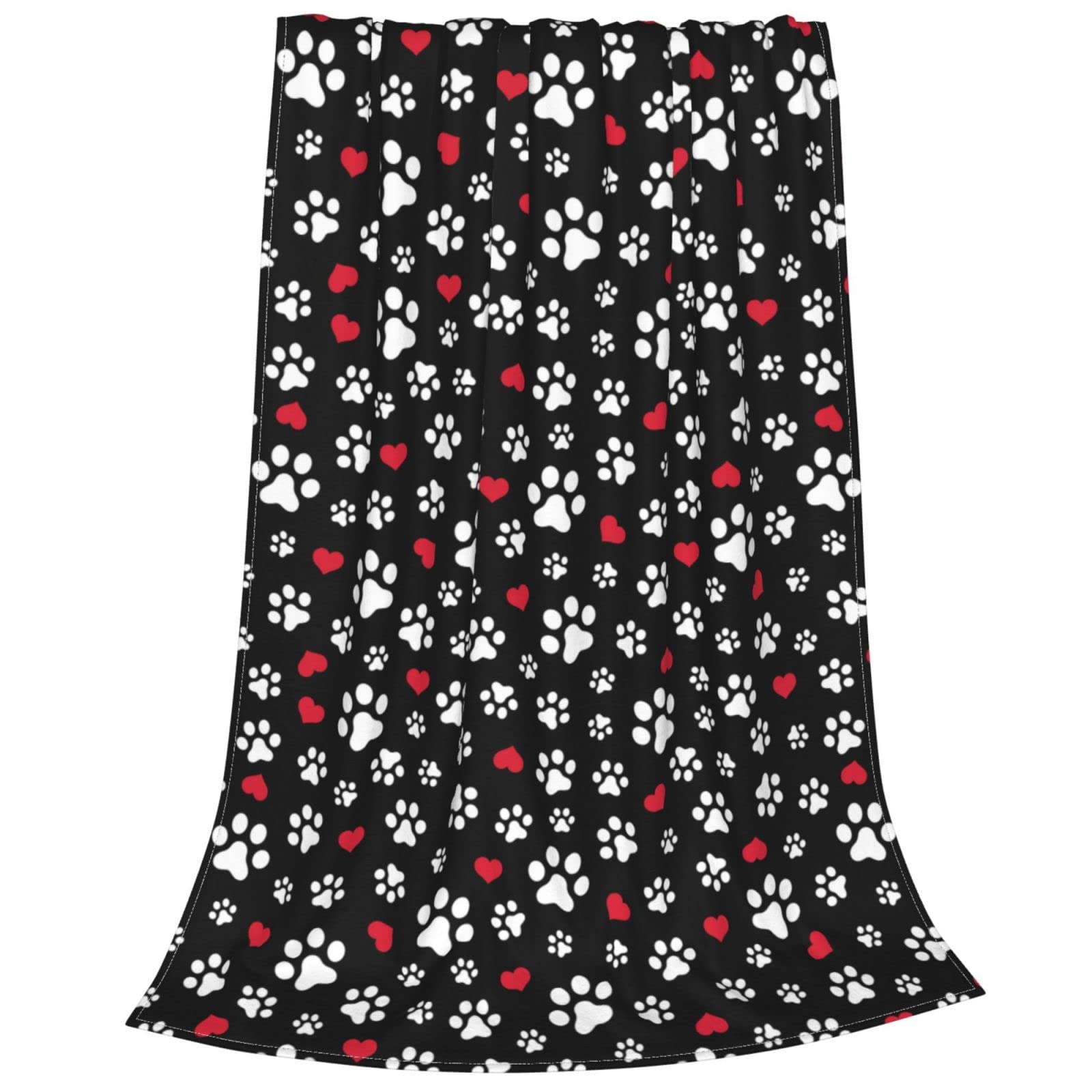 Coperta in pile con zampa di cane, gatto, cuore, cuore, per letto, divano, coperta in pile, leggera, morbida e accogliente, 127 x 101,6 cm