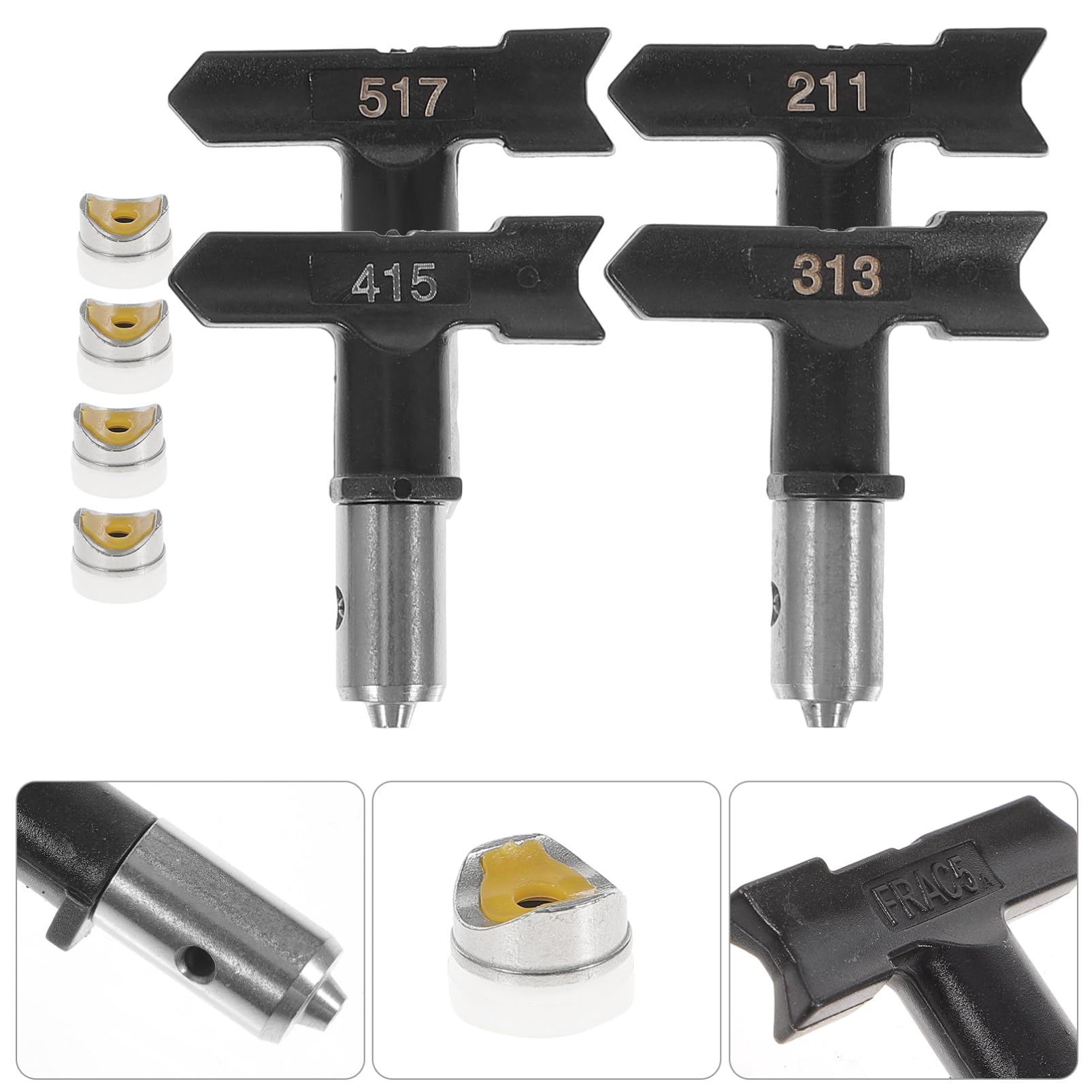 Angoily 4pezzi Ugelli per Irroratrice Senza Aria Accessori per Spruzzatori Nozzles per Vernice con Diverse per Pittura Decorazione e Finiture di Mobili