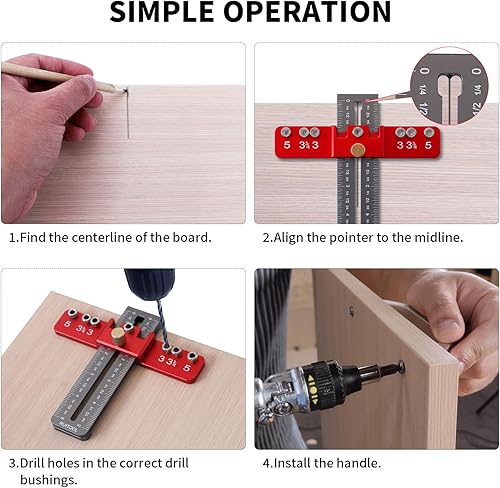 Miniatura 7 de RUITOOL Herramienta de plantilla de hardware de gabinete, herramienta de plantilla de instalación de mango de gabinete de aleación de aluminio, guía