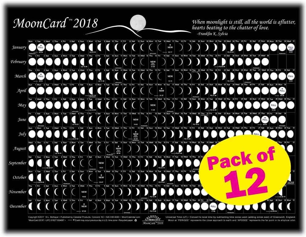 Moon Calendar 2018, Cards, MoonCard - 12 pk