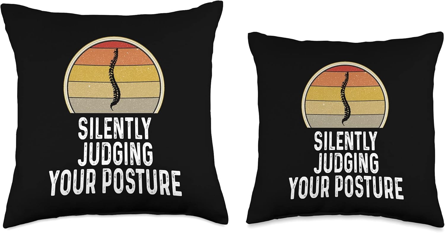 Fun Silently Judging Your Posture Chiropractor Chiropractic Throw Pillow