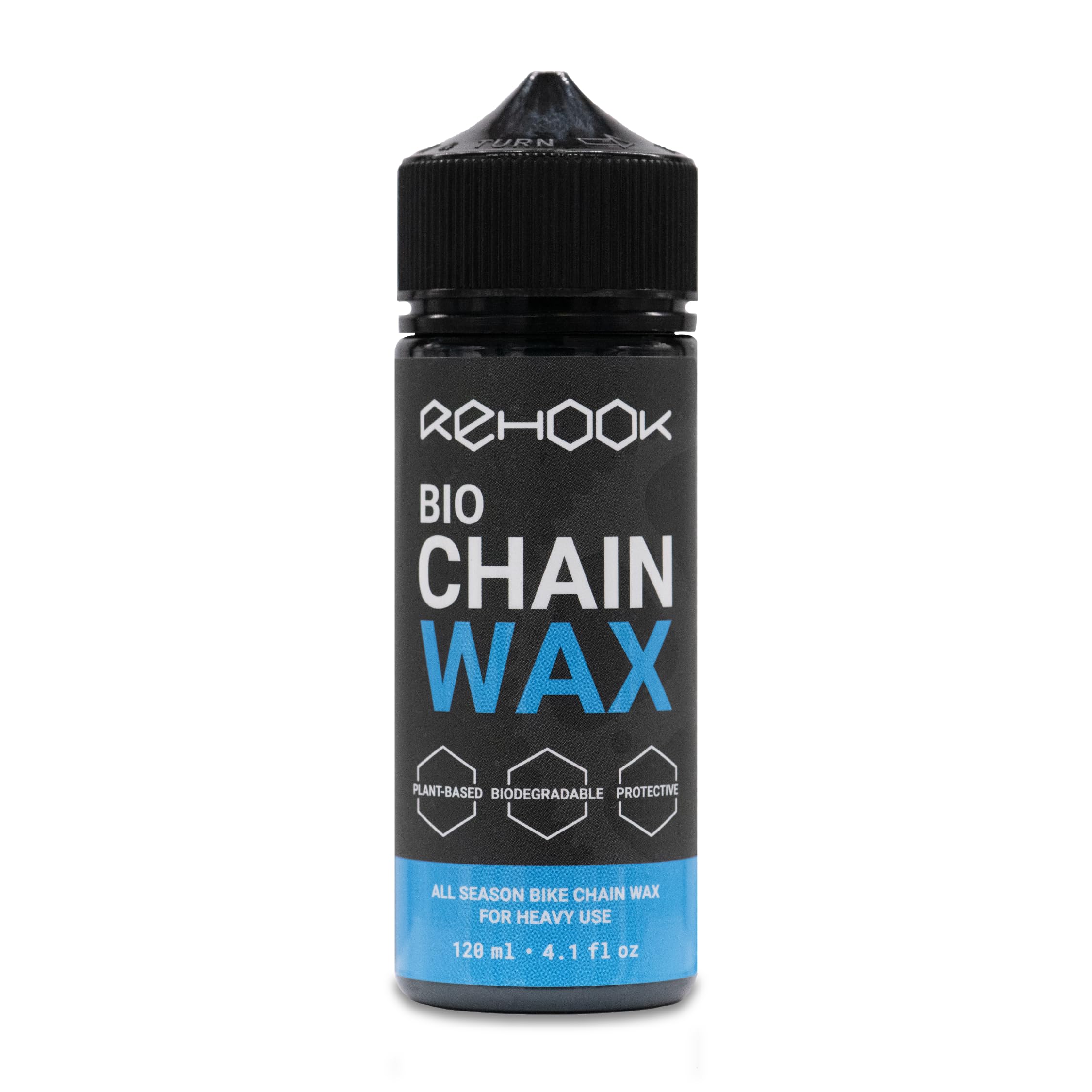 RehookBio Chain Wax 120ml - Plant-Based, Biodegradable, Protective Bicycle Chain, Cassette, Drivetrain Lubricant Wax - Suitable for All Bike Types, Formulated for All Weather Conditions
