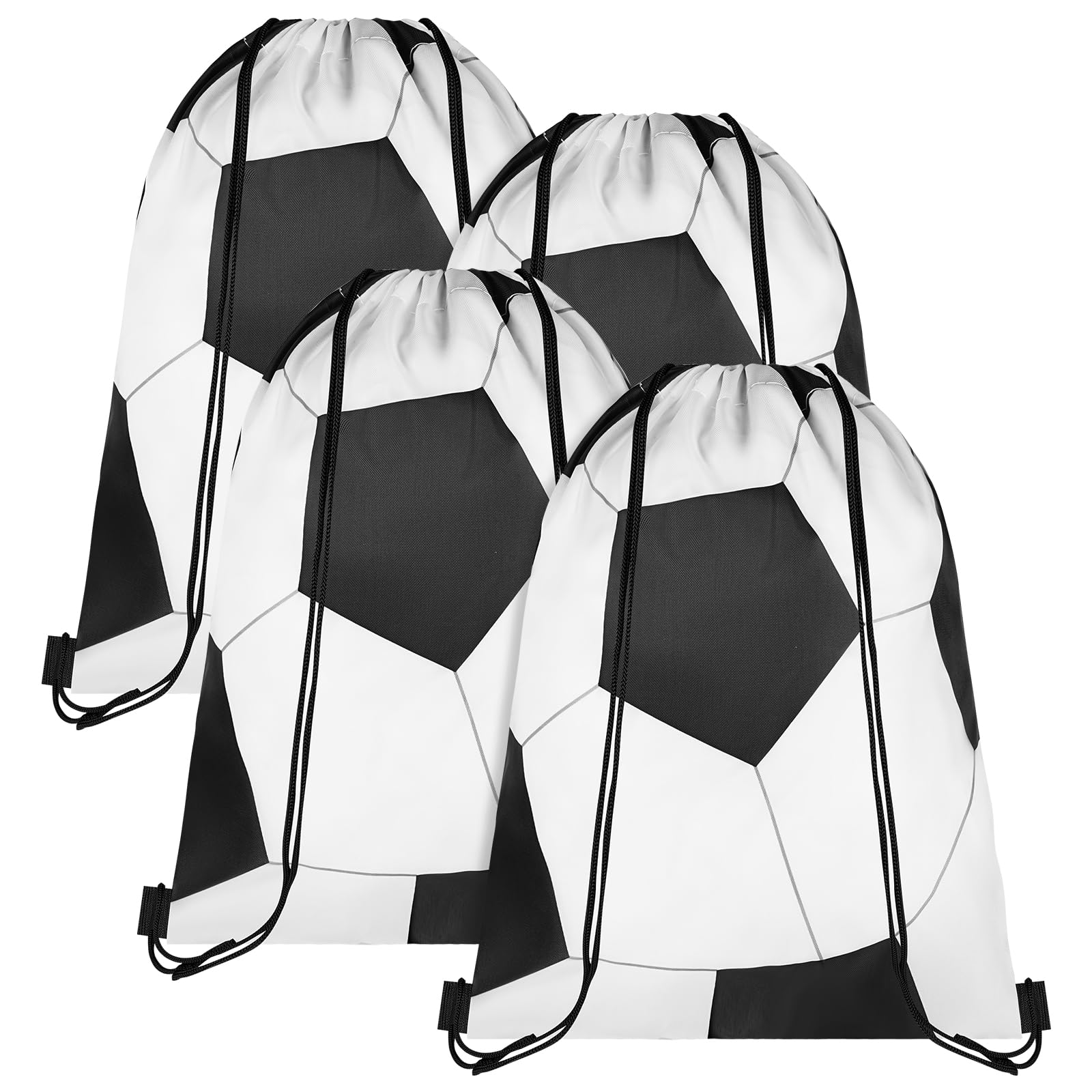 DiULi Lot de 4 Sacs de Sport à Cordon Enfant Football, Sac de Gym Léger avec Cordon de Serrage Réglable, Sac à Dos Imperméable avec Imprimé Sport, Sac de Rangement Pliable pour École et Entraînement