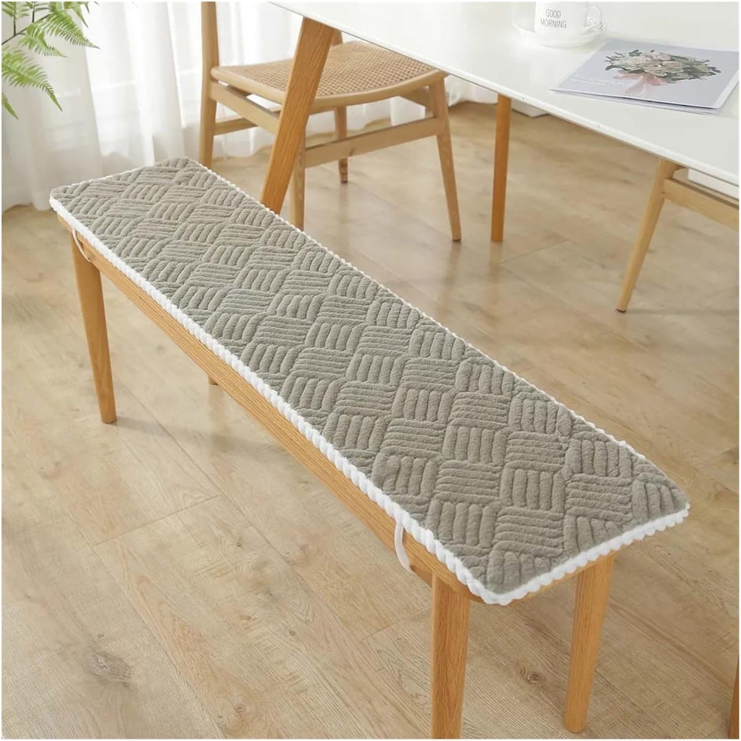 Garden Bench Cushion, Window Seat Cushion Non-Slip Washable Cushions Indoor Outdoor Furniture Bench Cushion Garden Patio Swing Sofa Seat Pad 120cm 140cm 160cm(Light Gray,130x40 cm 51x16 in)