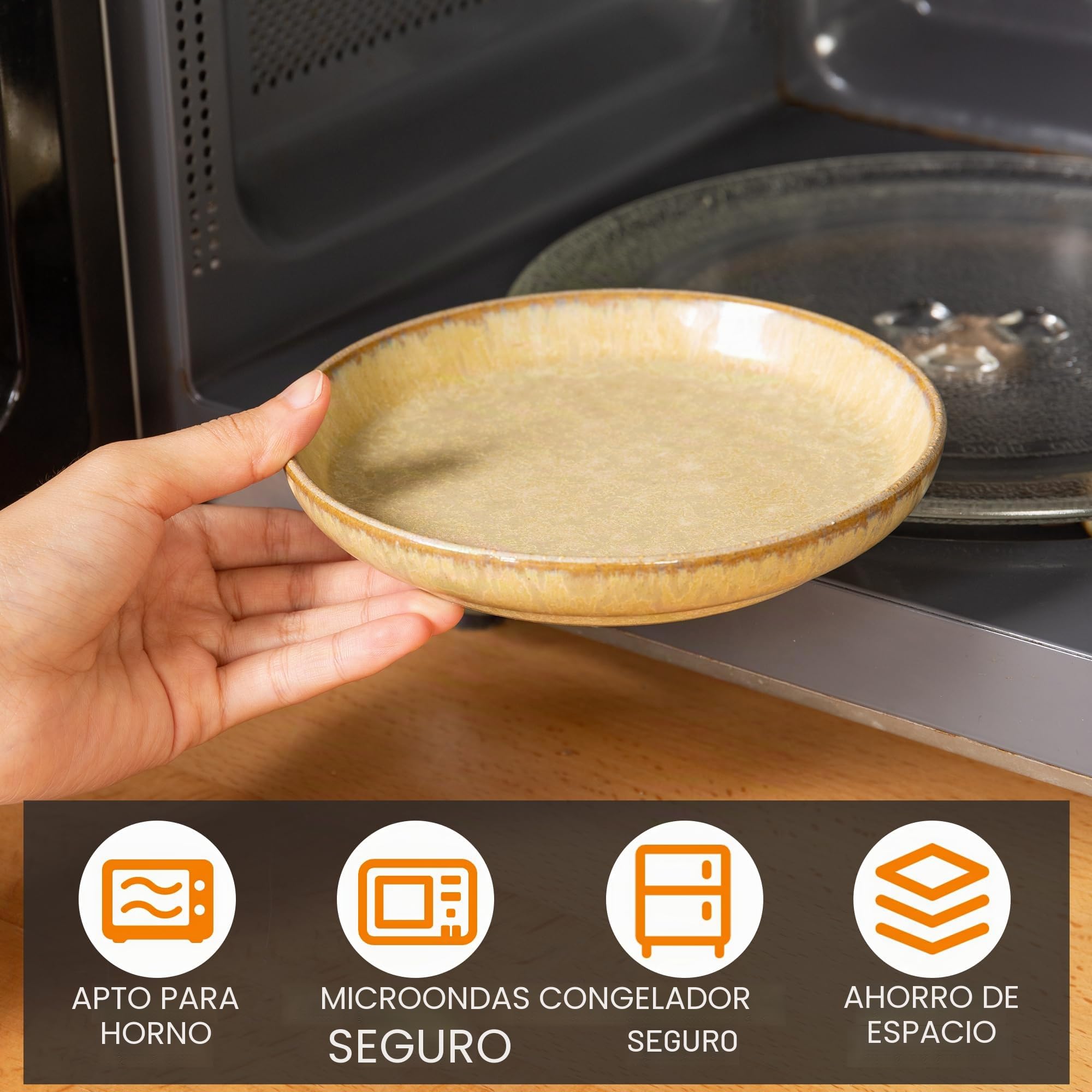 Urban Lifestyle RONDA Set de 4 Platos de Postre Ø 15 cm de Gres, Platos Llanos Pequeños, Platos Modernos de Colores para Tarta, Desayuno y Aperitivo, Esmalte Reactivo, Aptos Microondas y Lavavajillas