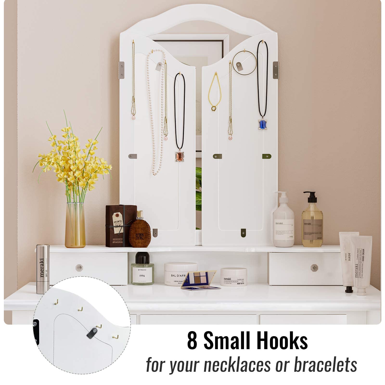 Buy Tiptiper Vanity Set with Cushioned Bench, Makeup Vanity Table with